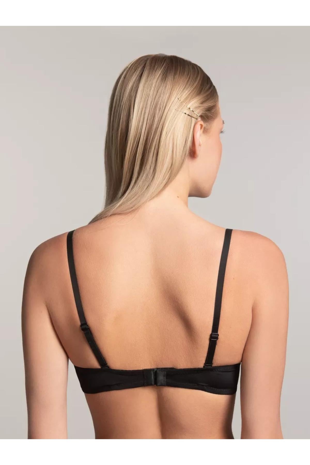 Lenola Model Destekli Push Up Dolgulu Yumuşak Dokulu Straplez Sütyen Siyah Renk