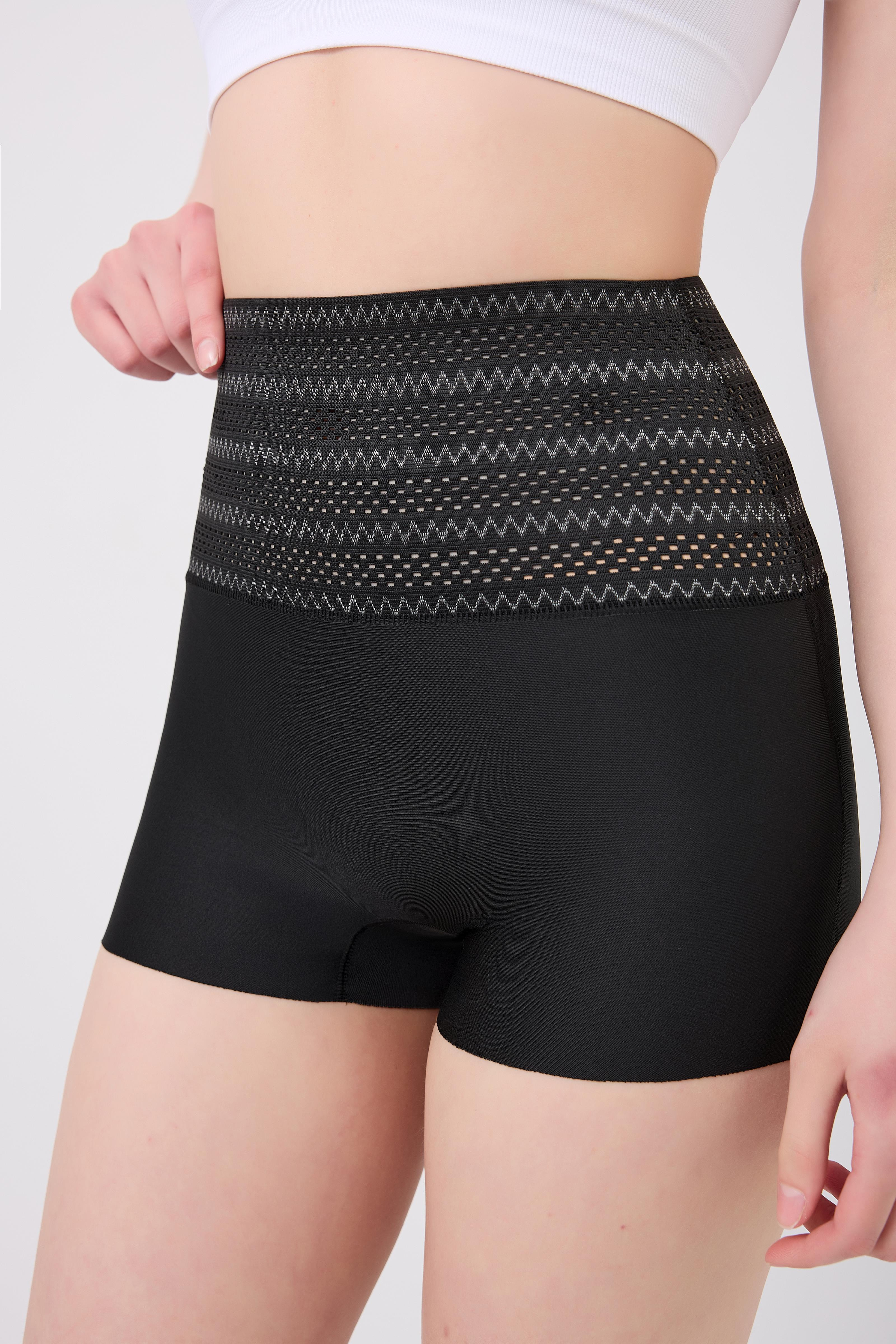 Lerici Model Yüksek Bel Beli Desenli Karın Ve Göbek Toparlayıcı Boxer Korse Siyah Renk
