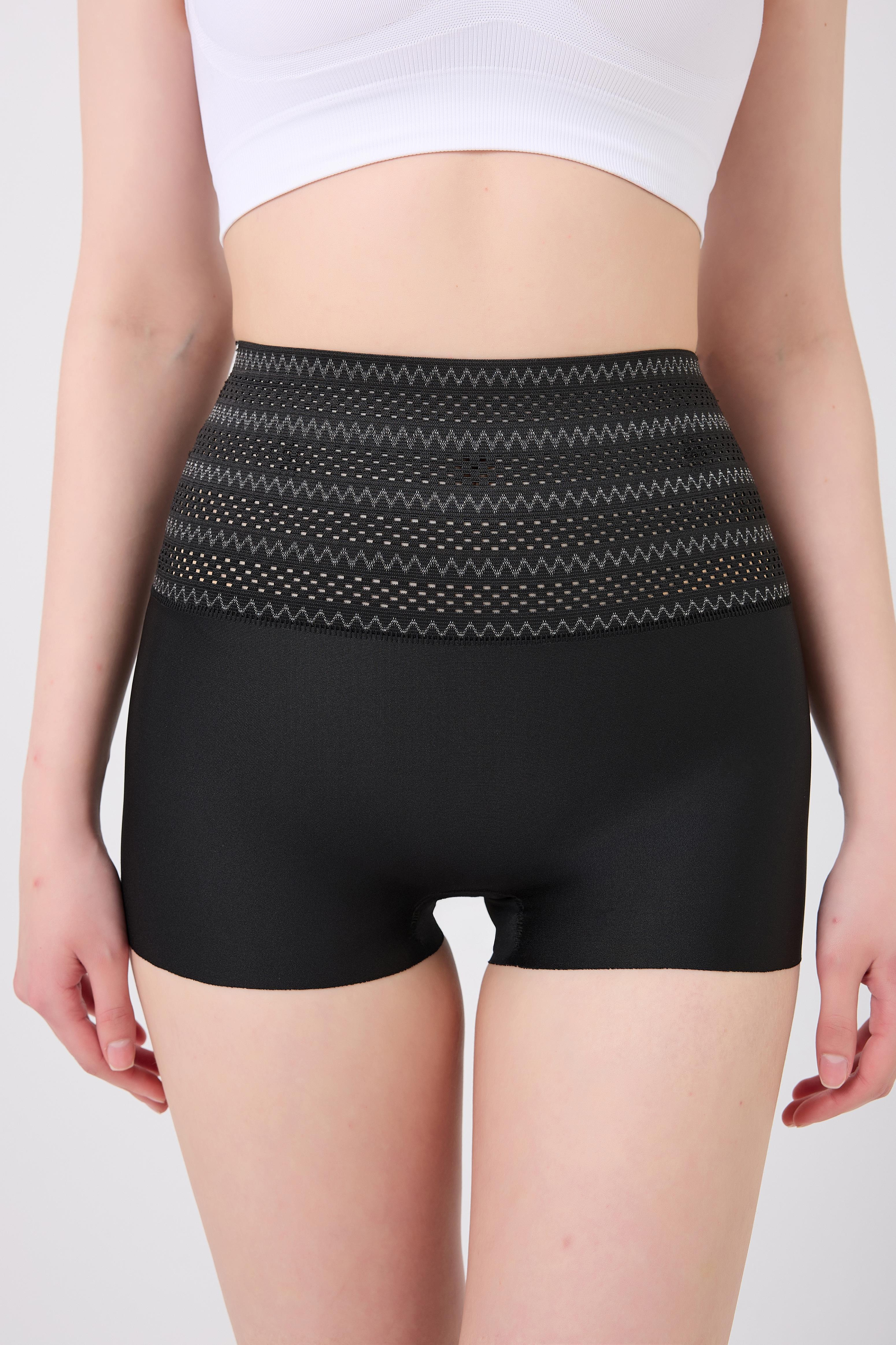 Lerici Model Yüksek Bel Beli Desenli Karın Ve Göbek Toparlayıcı Boxer Korse Siyah Renk