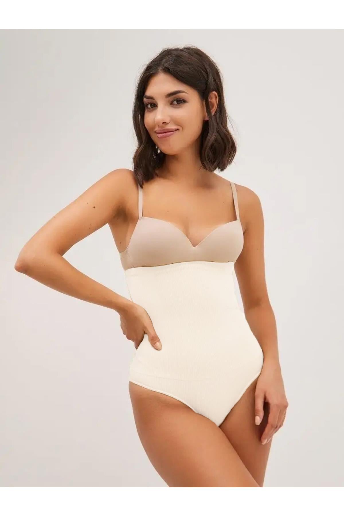 Lorica Model Seamless Örme Model Yüksek Bel Toparlayıcı String Külot Beyaz Renk