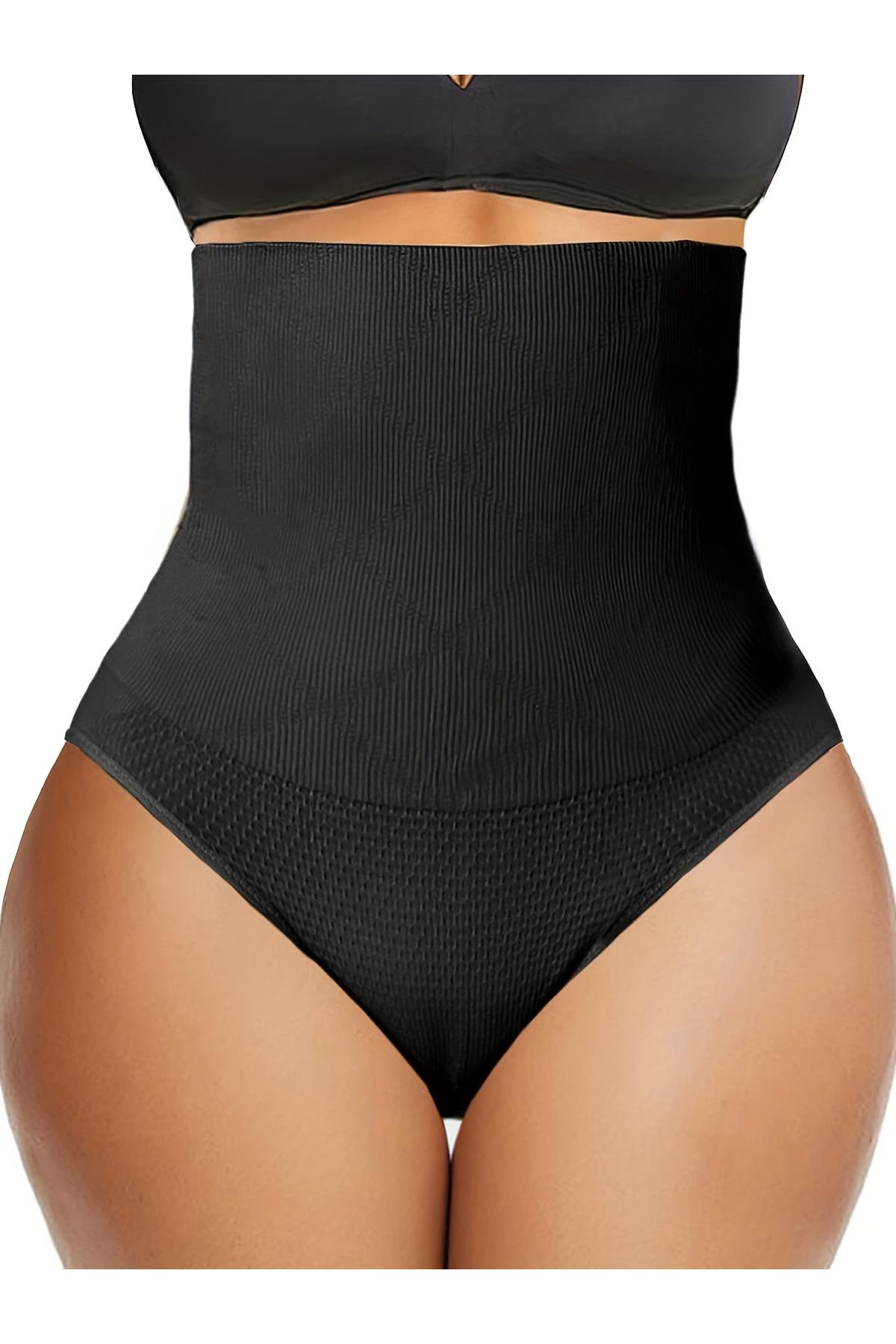 Lorica Model Seamless Örme Model Yüksek Bel Toparlayıcı String Külot Siyah Renk
