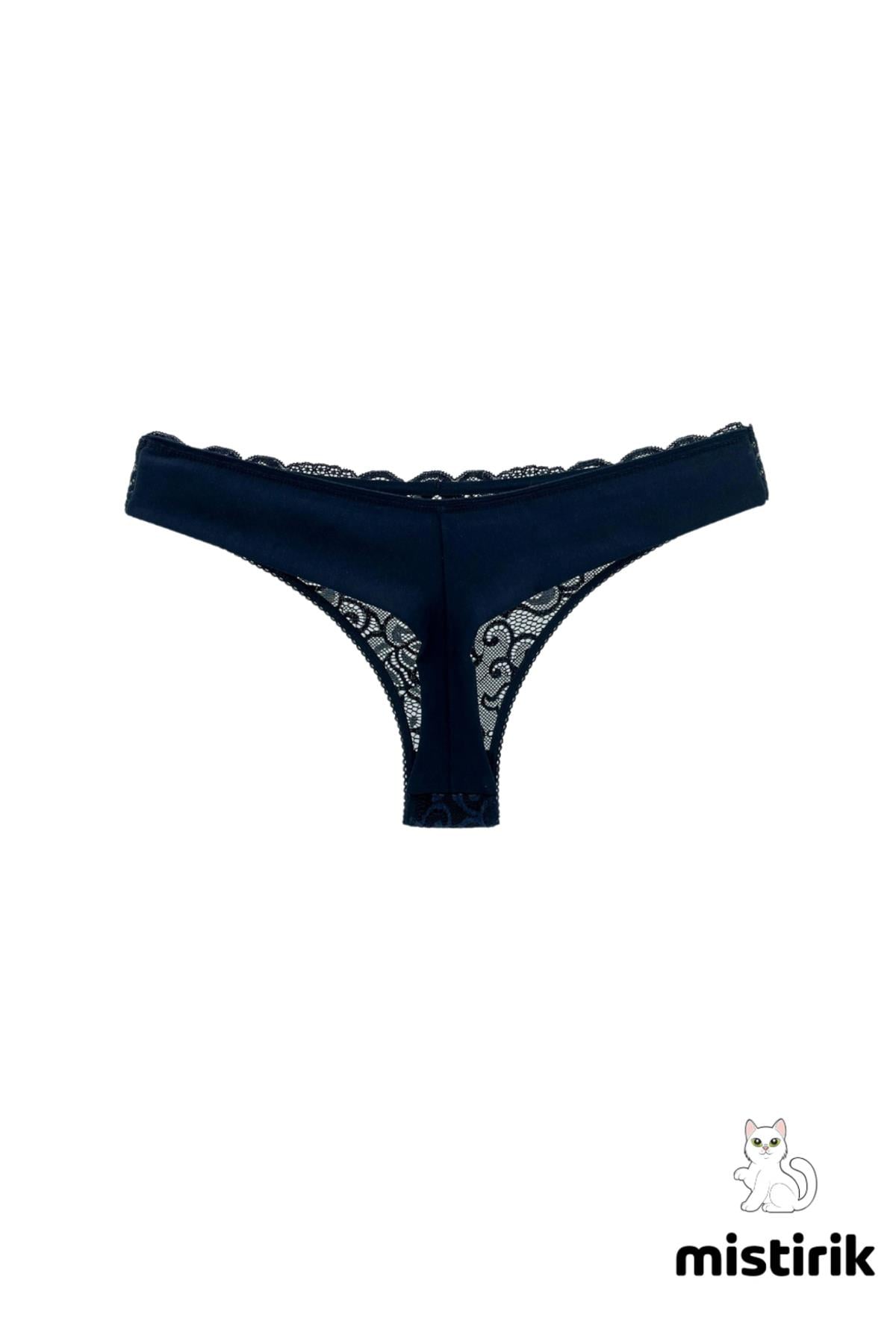 Masara Model Tanga Desenli Ve Esnek Spor Külot Lacivert Renk