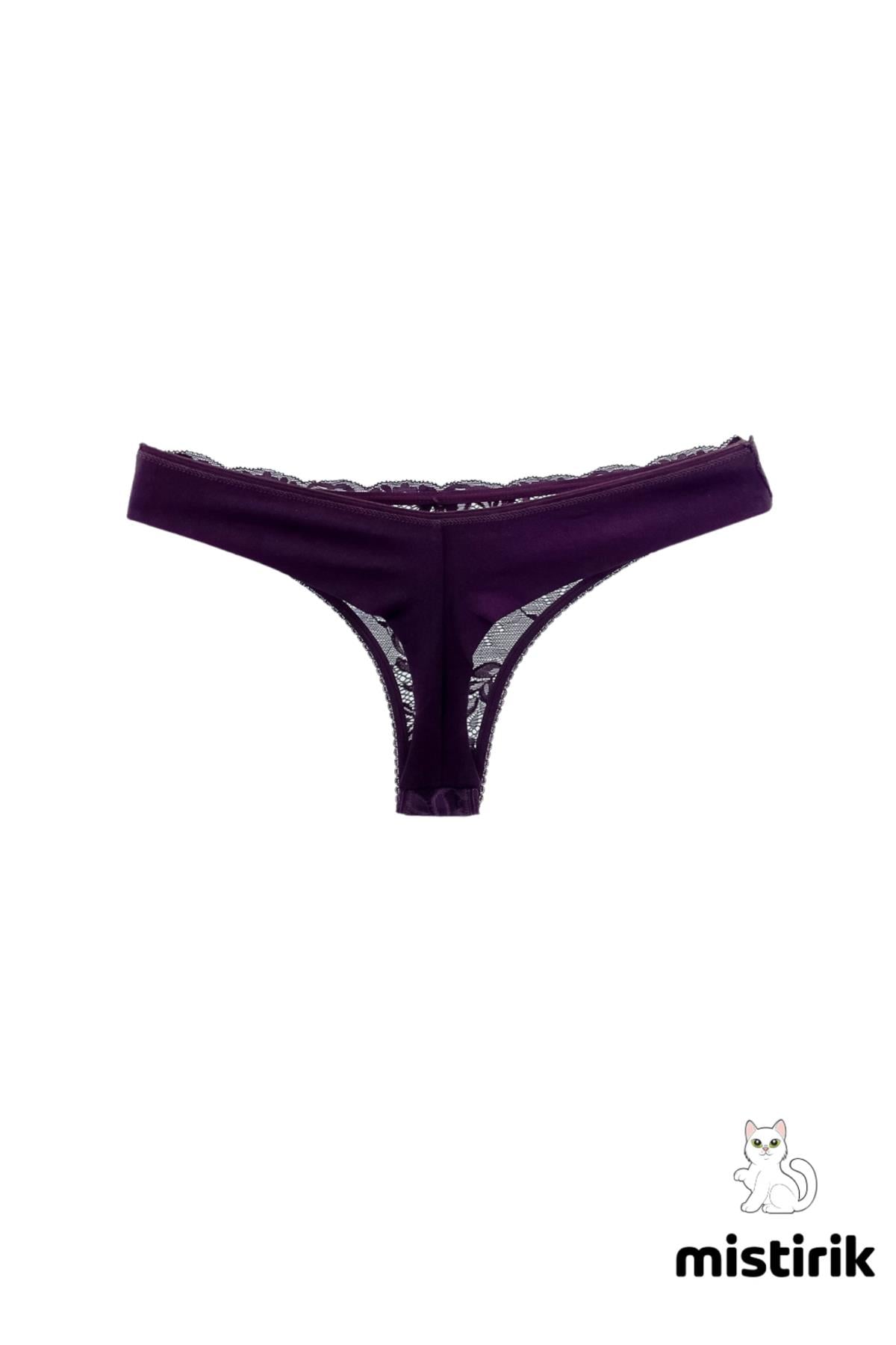 Masara Model Tanga Desenli Ve Esnek Spor Külot Mor Renk