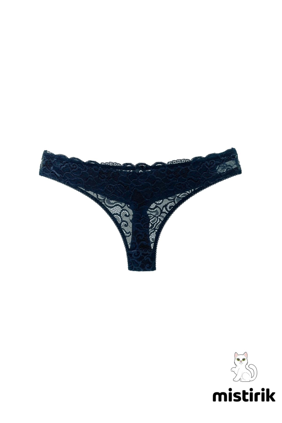 Masara Model Tanga Desenli Ve Esnek Spor Külot Lacivert Renk