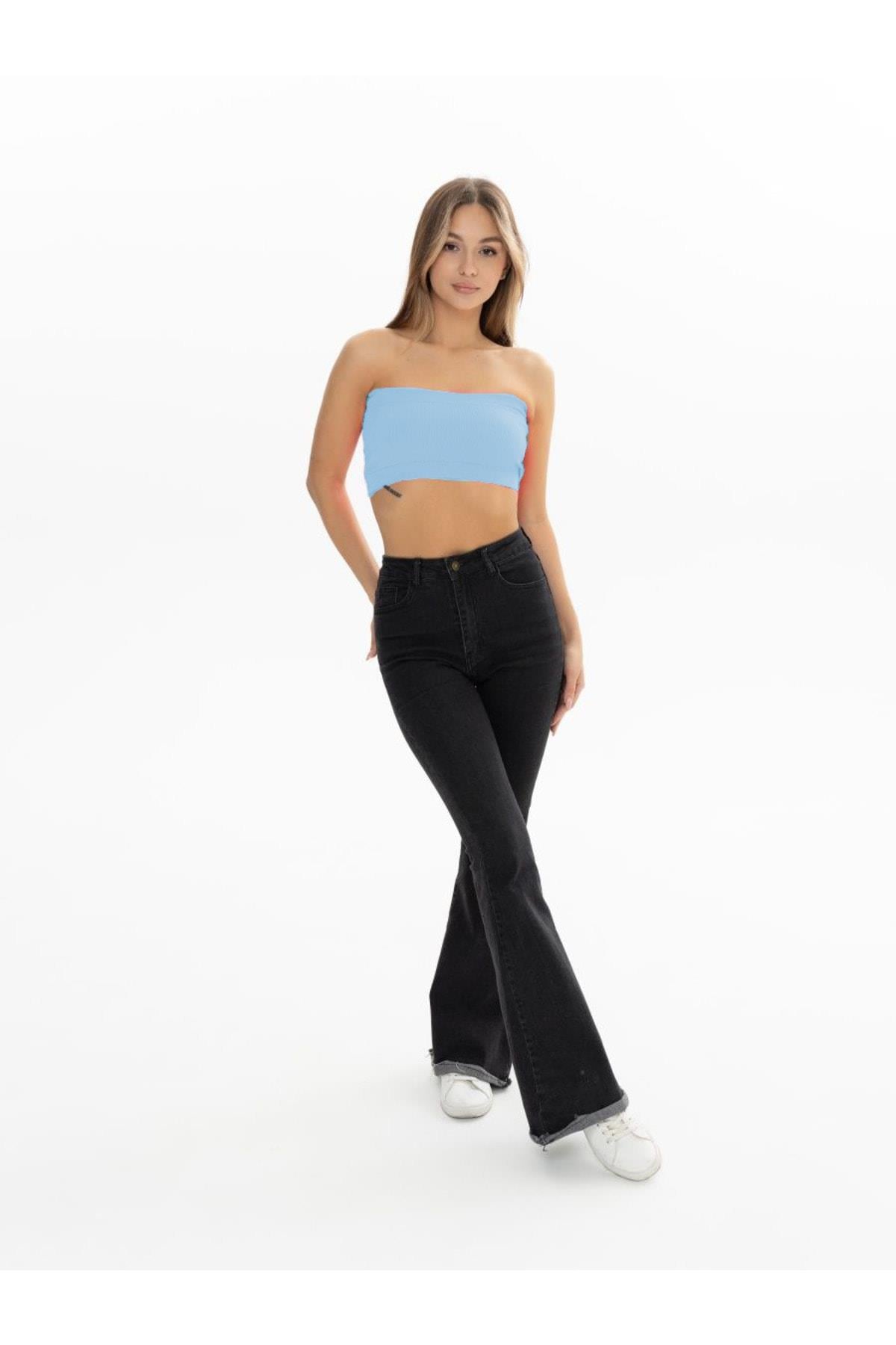 Palude Model Dikişsiz Toparlayıcı Büstiyer Straplez Seamless Model Spor Bondeo Buzmavisi Renk