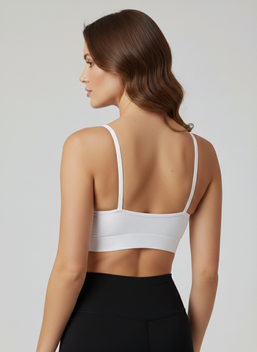 Pisun Model Ip Askılı Toparlayıcı Pedli Örme Dikişsiz Sıkılaştıran Sütyen Korse Beyaz Renk