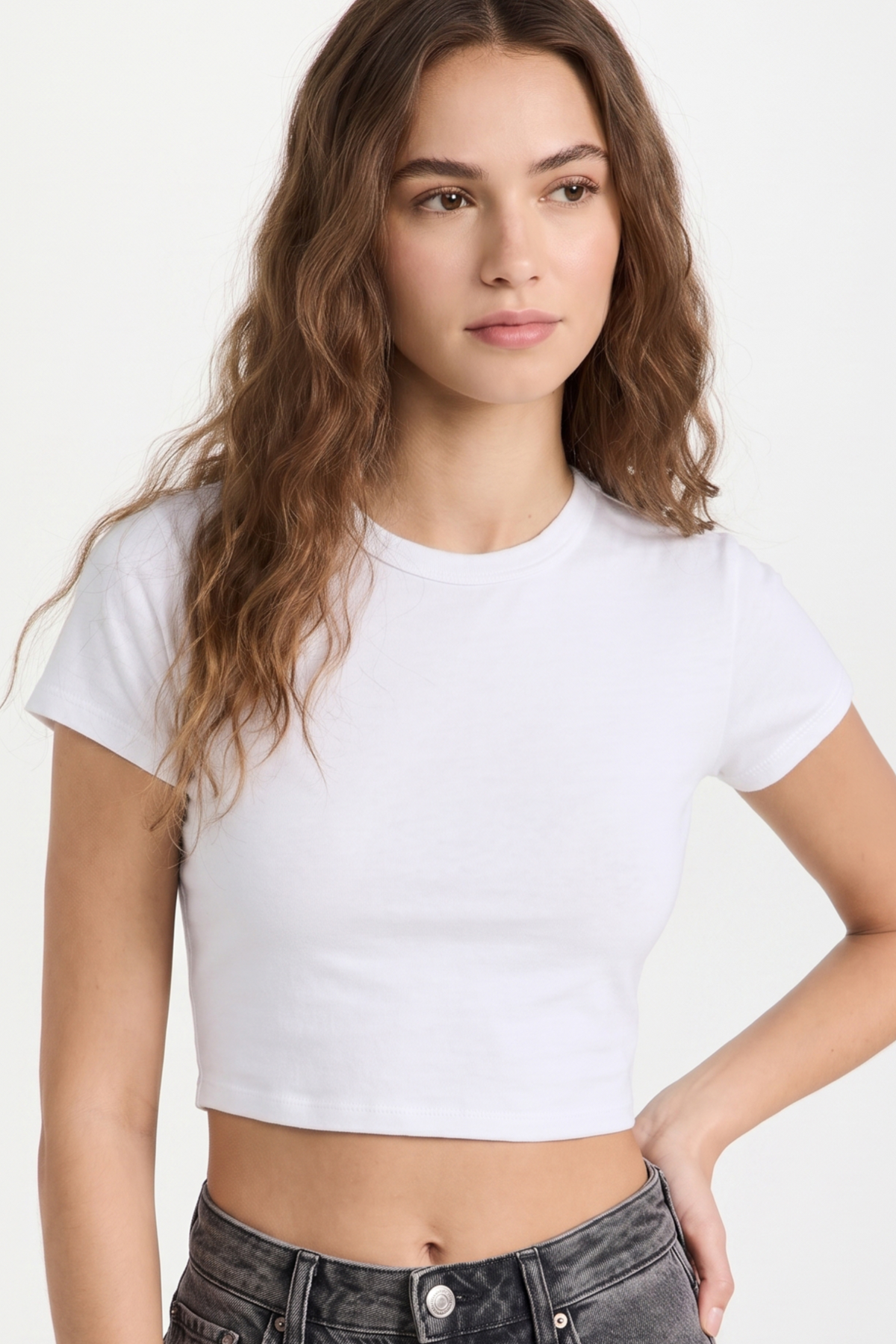 Pomonte Model Body Pamuklu Esnek Kumaşlı Kısa Kollu Basic Comfort Crop Beyaz Renk