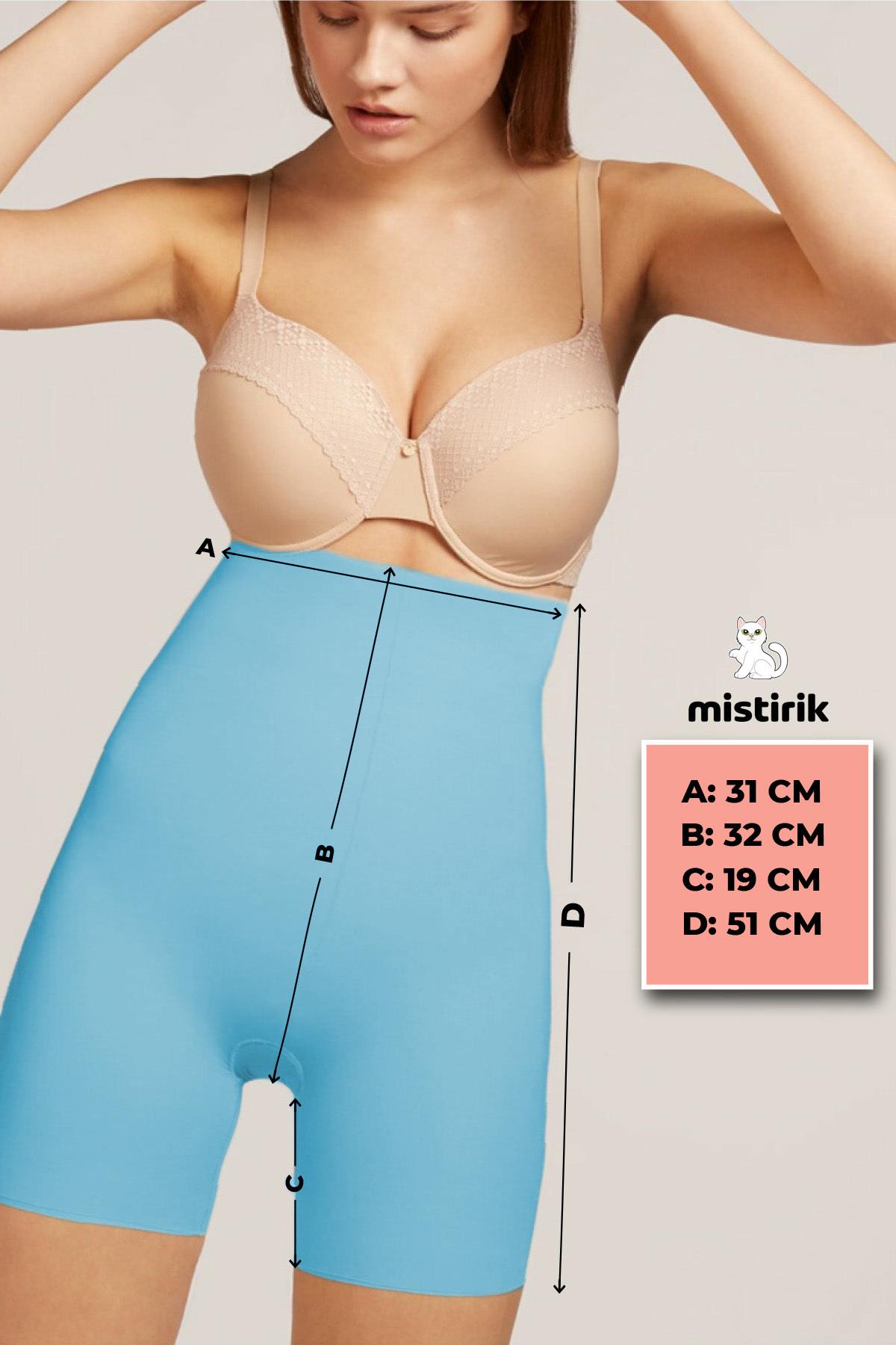 Porfy Model Etkili Lazer Kesim Paçalı Iz Yapmaz Şort Korse Mavi Renk