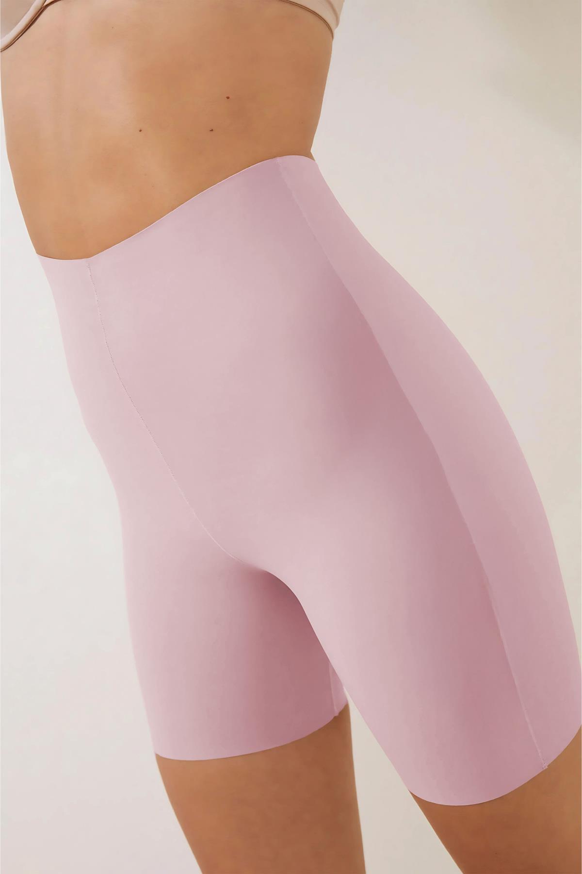 Porfy Model Etkili Lazer Kesim Paçalı Iz Yapmaz Şort Korse Açık Pembe Renk