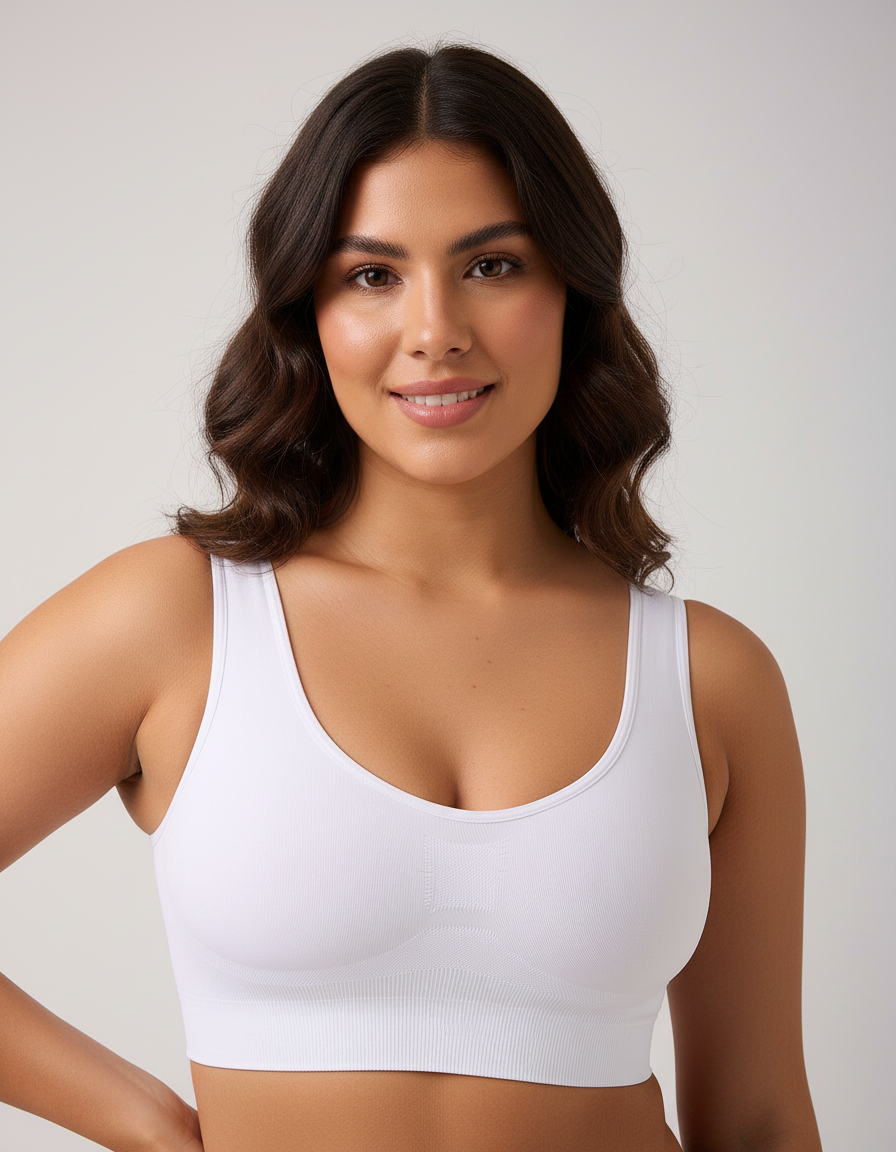 Rosella Model Kalın Askılı Extra Sıkılaştırıcı Pedsiz Spor Sütyeni Beyaz Renk