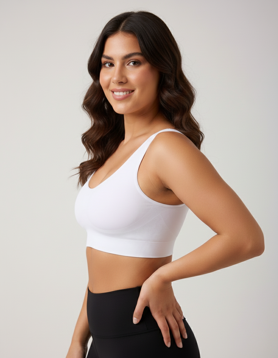 Rosella Model Kalın Askılı Extra Sıkılaştırıcı Pedsiz Spor Sütyeni Beyaz Renk