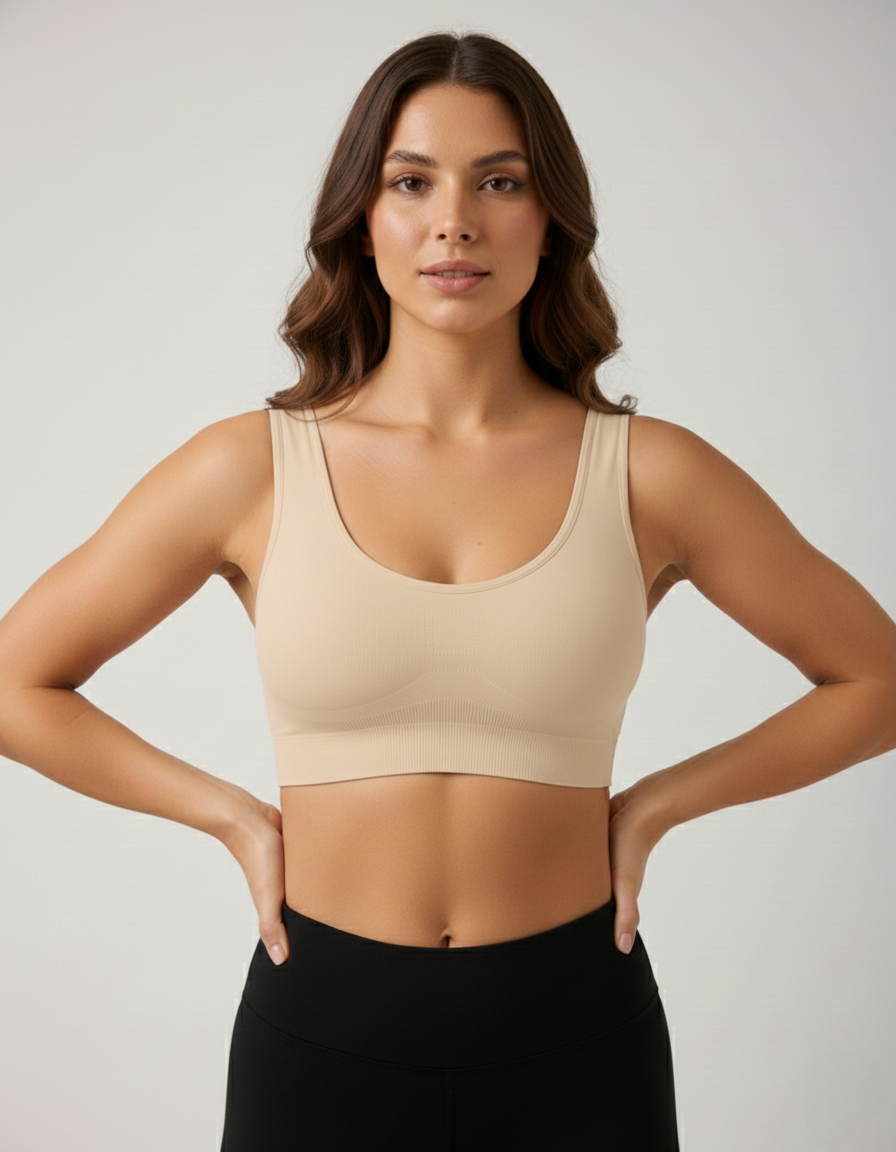 Rosella Model Kalın Askılı Extra Sıkılaştırıcı Pedsiz Spor Sütyeni Ten Renk
