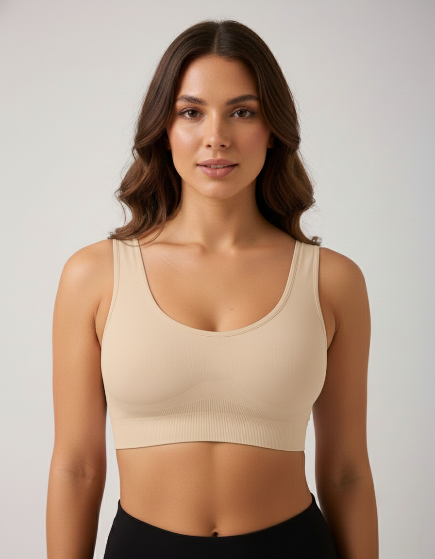 Rosella Model Kalın Askılı Extra Sıkılaştırıcı Pedsiz Spor Sütyeni Ten Renk
