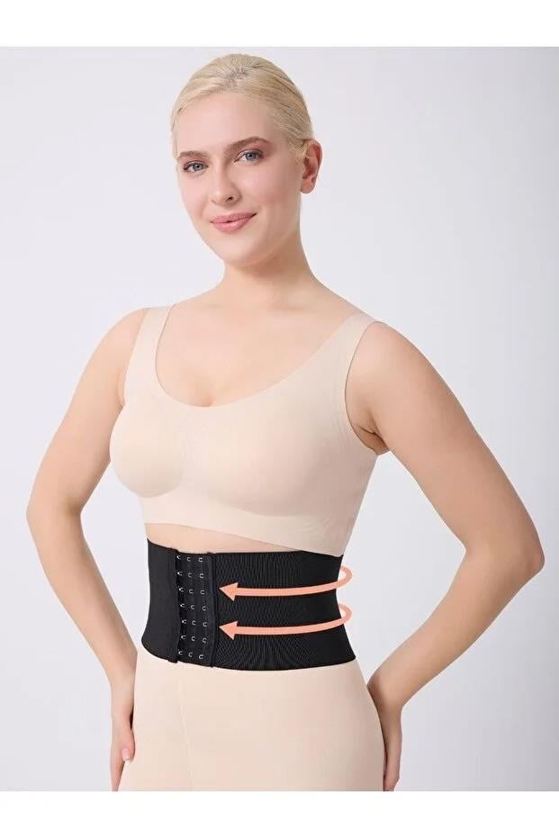 Serone Kısa Model Beli Saran Karın Ve Göbek Toparlayıcı Esnek Korse Siyah Renk