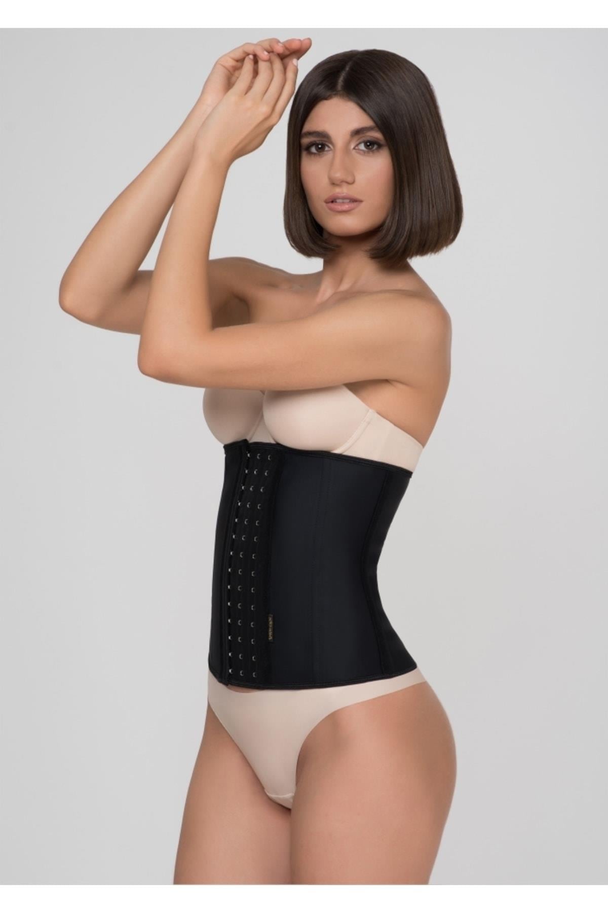 Tvigoso Model 4 Agraflı Kopçalı Sıkılaştırıcı 3 Bölge Etkili Toparlayan Askısız Latex Siyah Renk