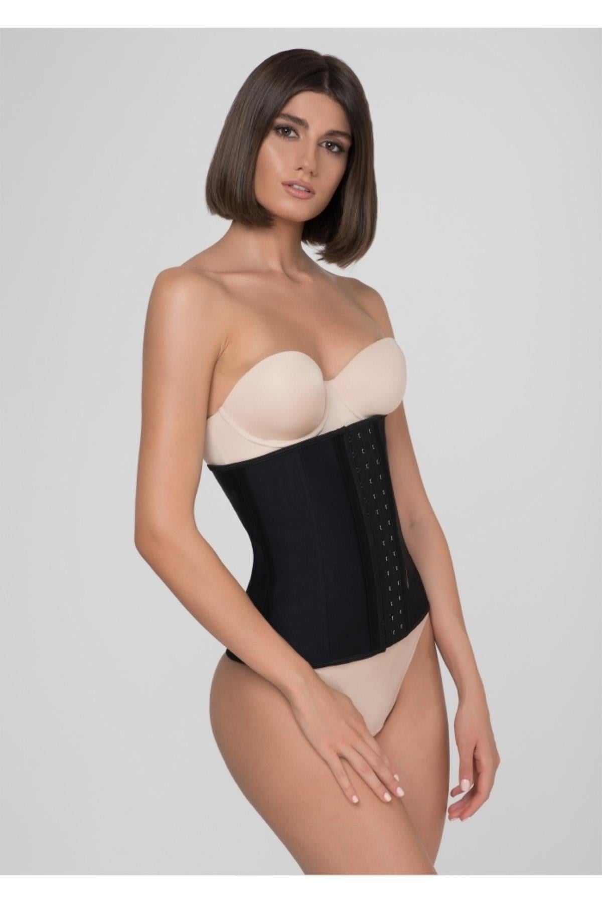 Tvigoso Model 4 Agraflı Kopçalı Sıkılaştırıcı 3 Bölge Etkili Toparlayan Askısız Latex Siyah Renk