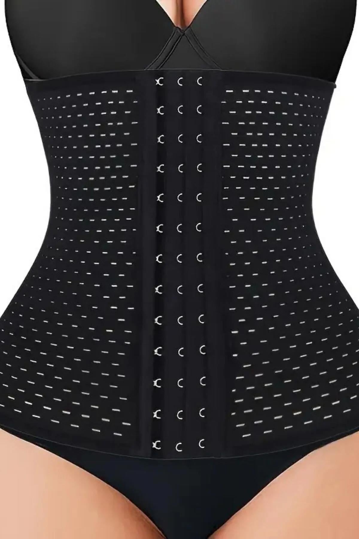 Ulyana Model 5 Bölge Etkili Hava Alabilen Latex Korse Siyah Renk