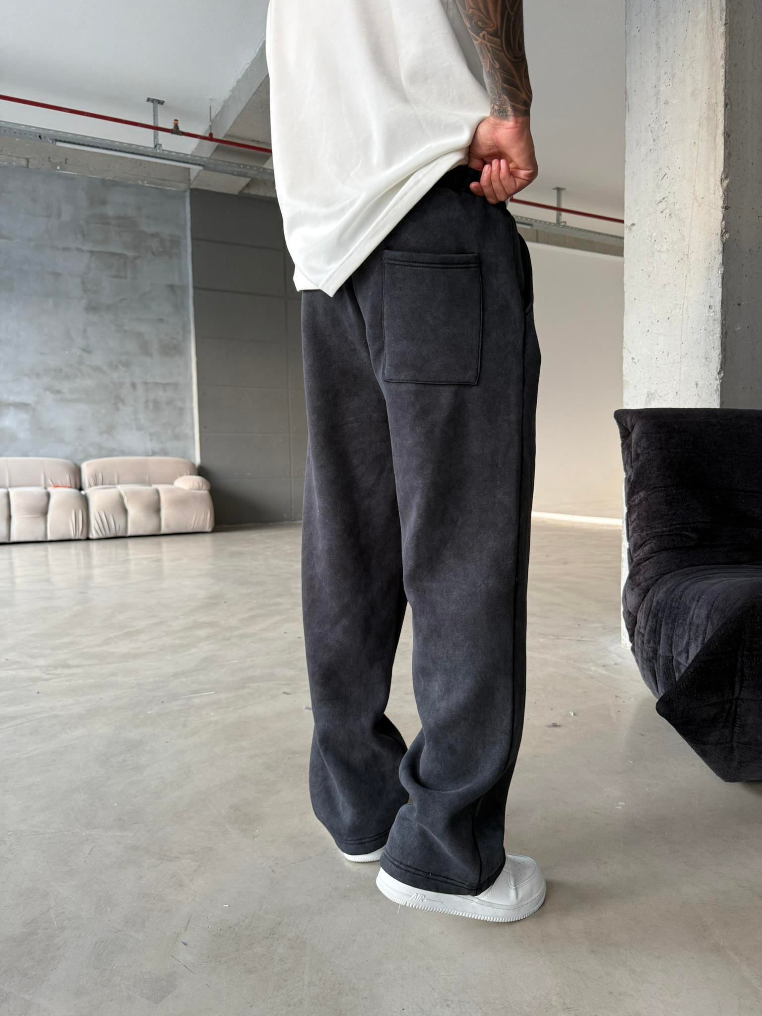 23 Patcht Yıkamalı Premium Eşofman - Siyah