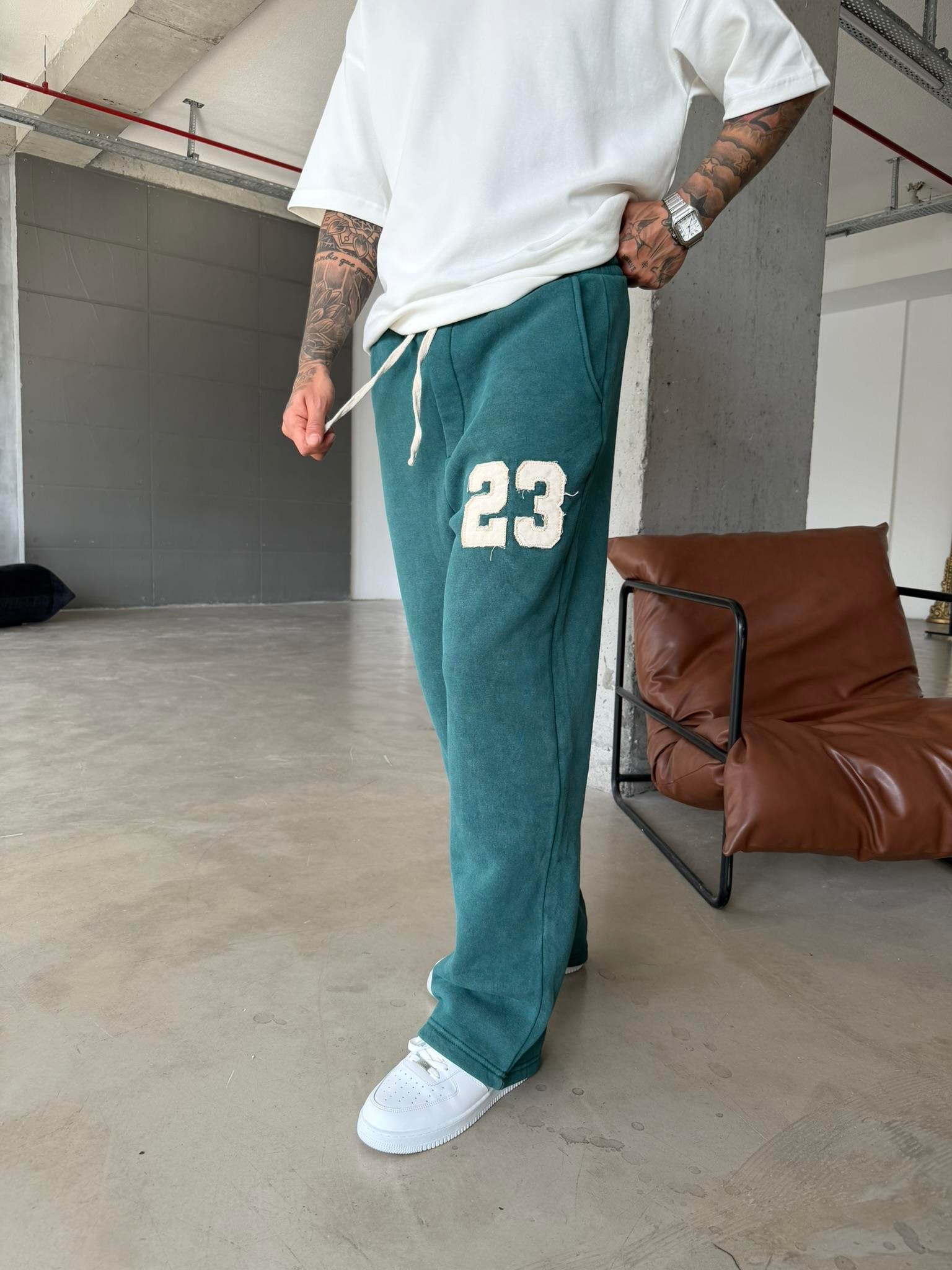 23 Patcht Yıkamalı Premium Eşofman - Yeşil