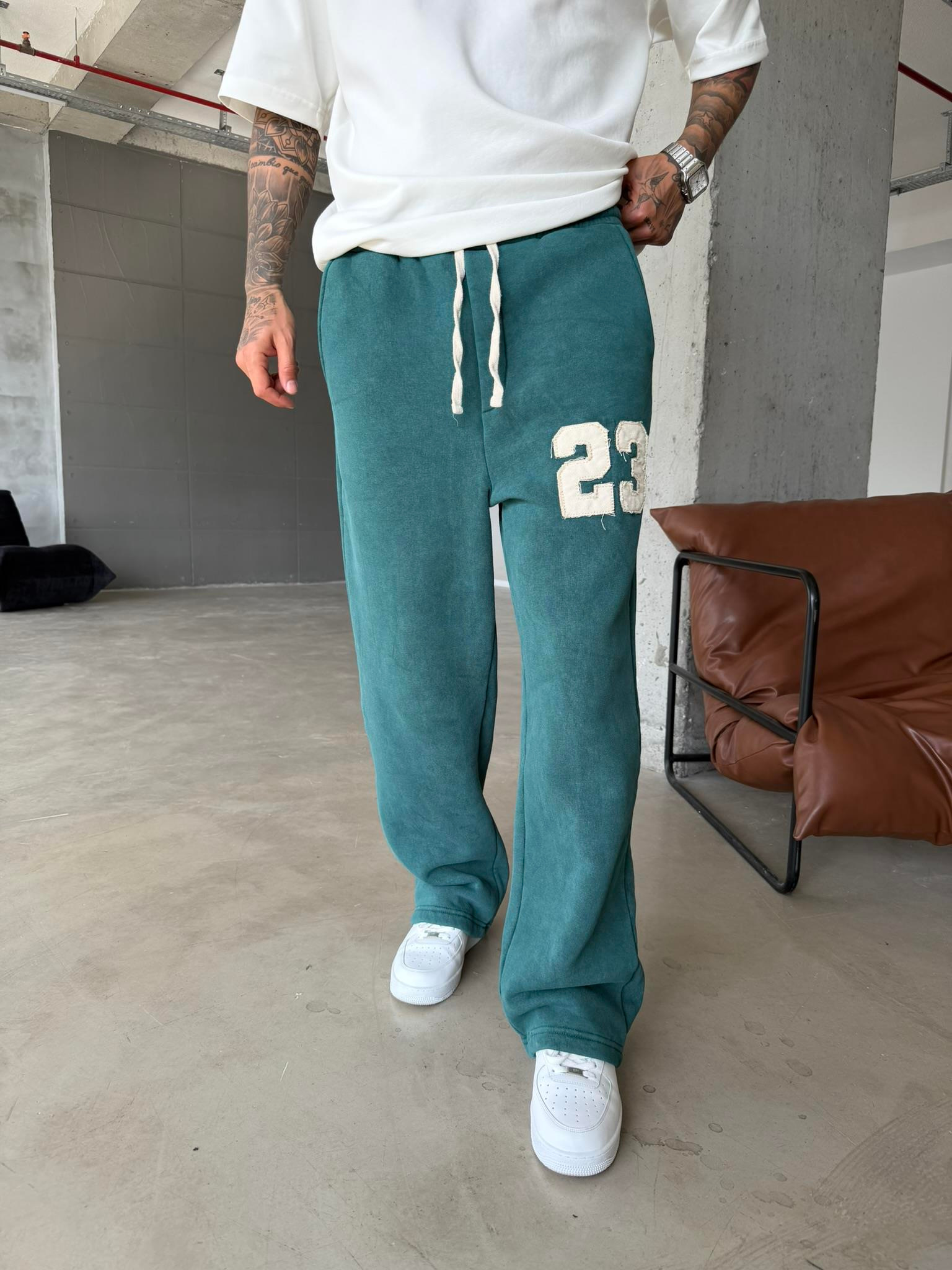 23 Patcht Yıkamalı Premium Eşofman - Yeşil