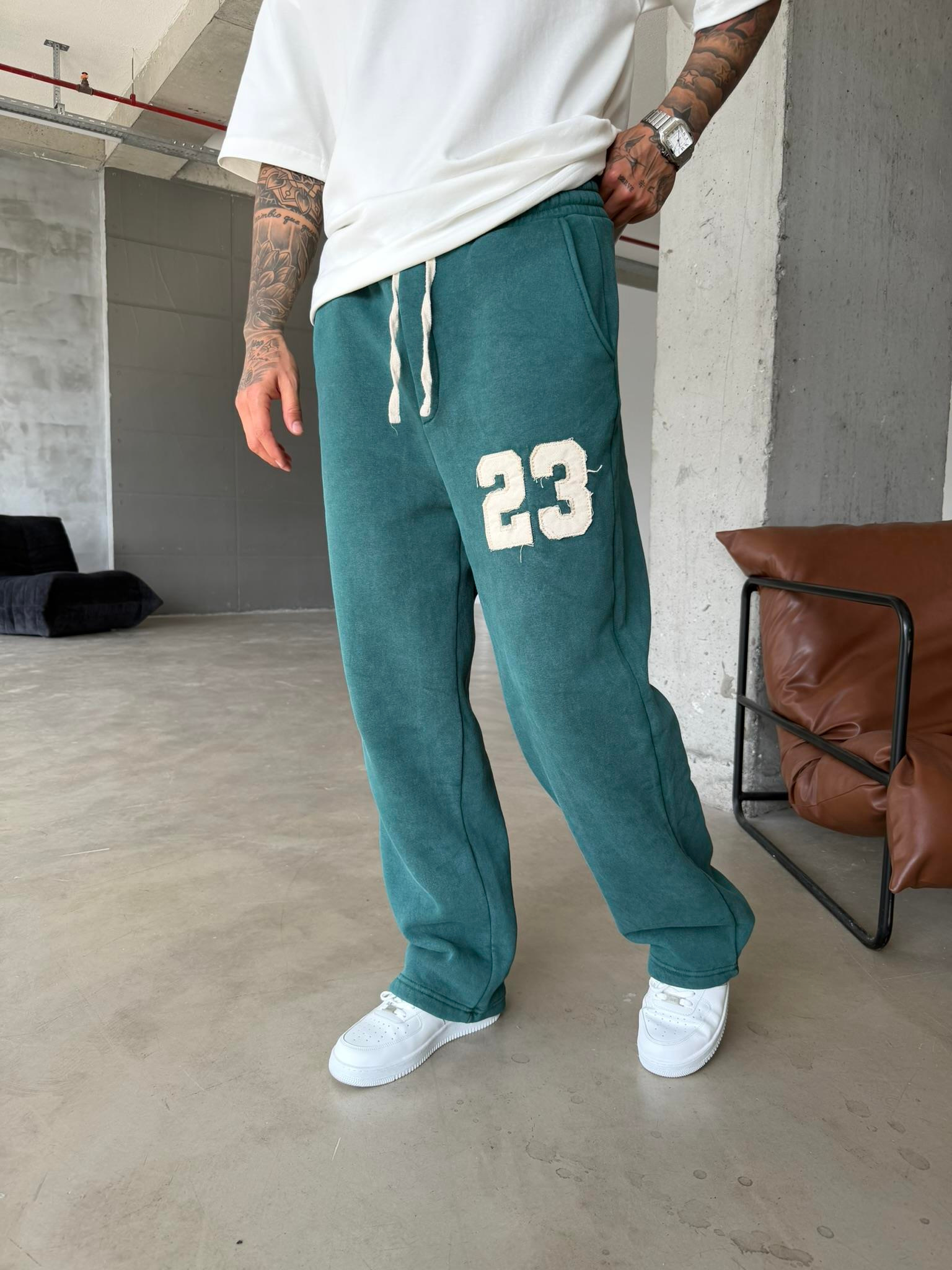 23 Patcht Yıkamalı Premium Eşofman - Yeşil