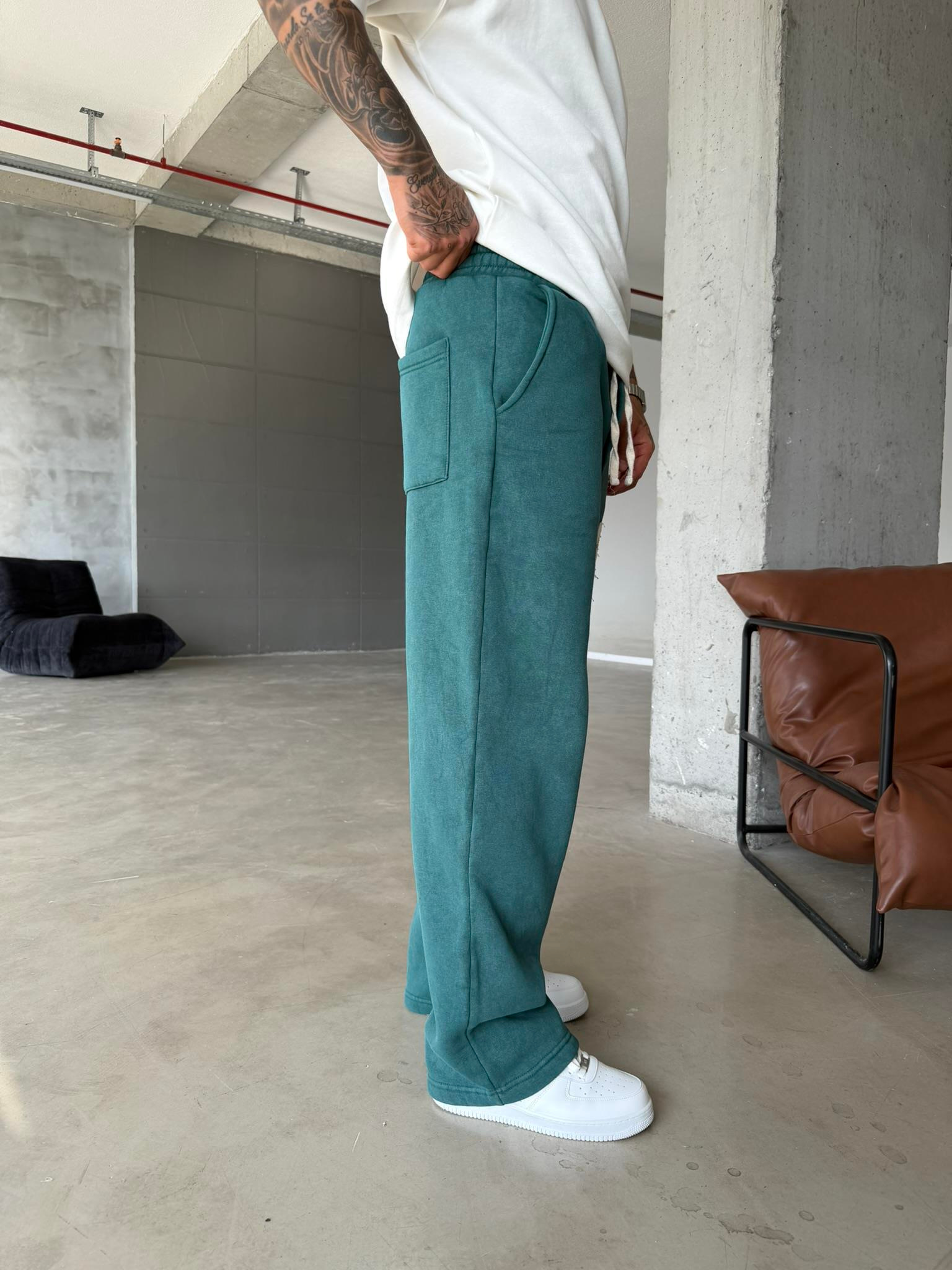 23 Patcht Yıkamalı Premium Eşofman - Yeşil