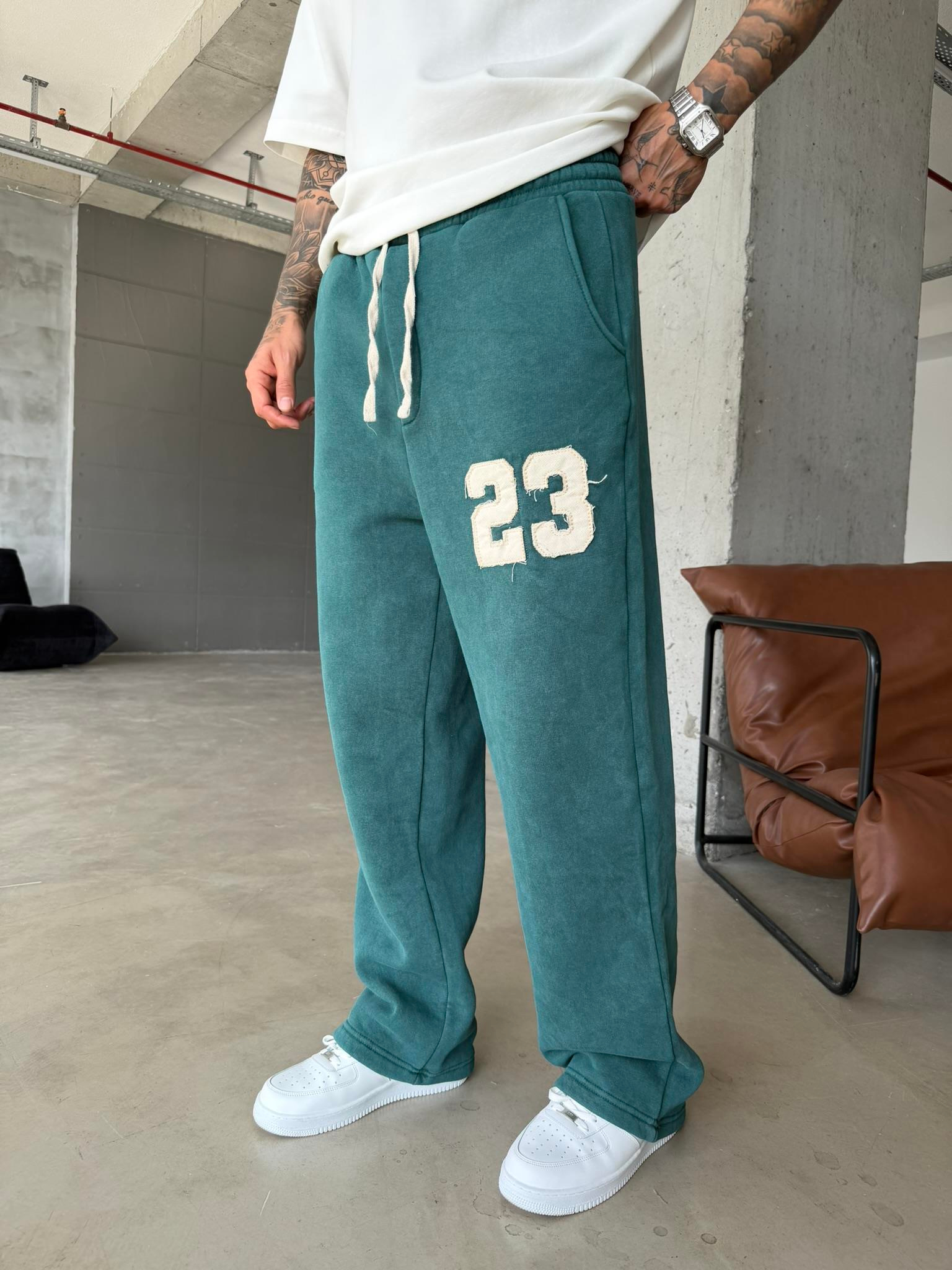 23 Patcht Yıkamalı Premium Eşofman - Yeşil