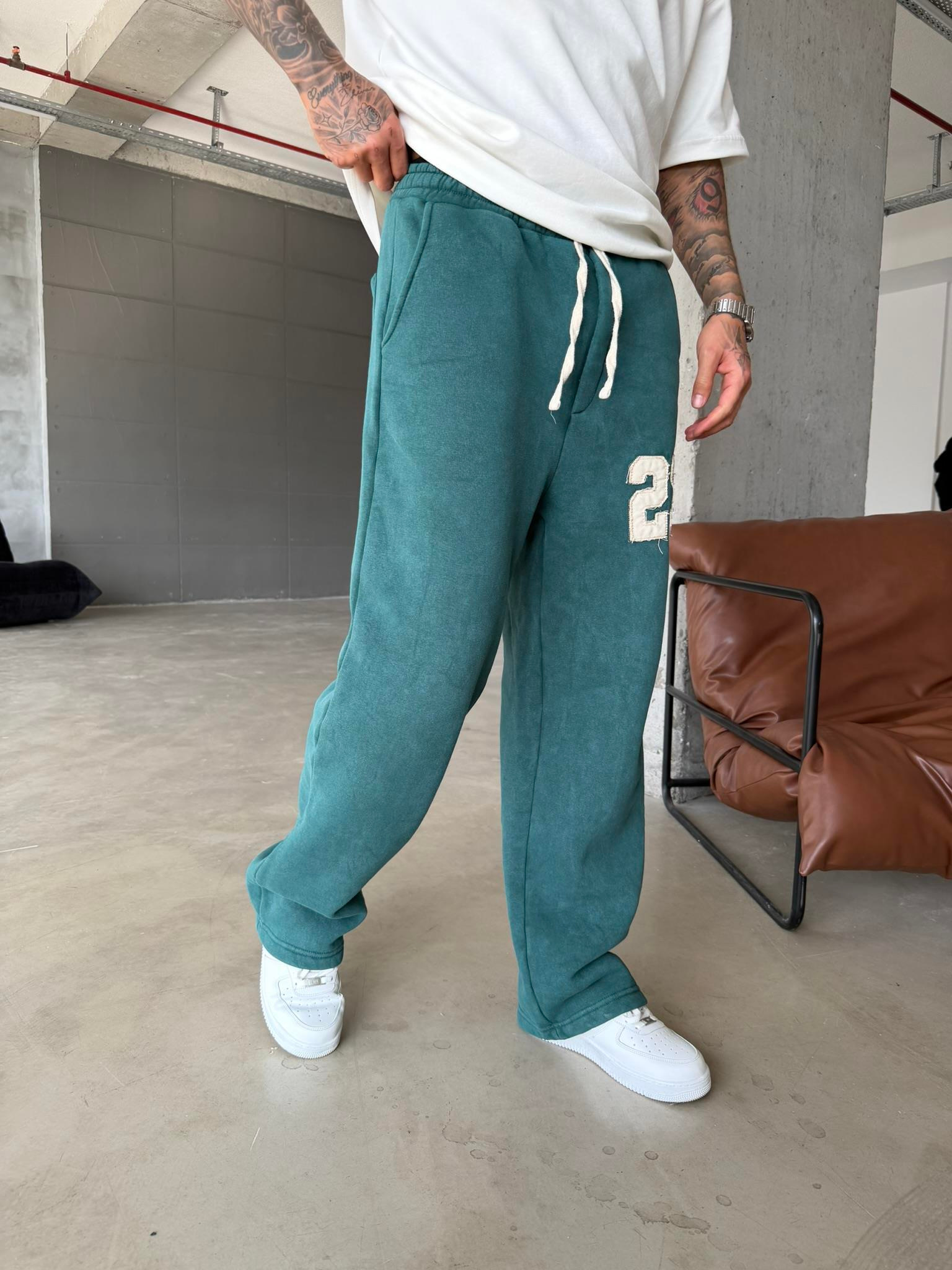 23 Patcht Yıkamalı Premium Eşofman - Yeşil