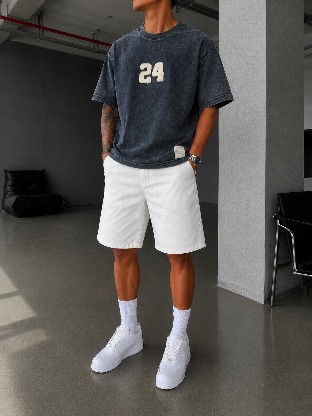 24 Pacht Nakışlı Premium Yıkamalı T-Shirt