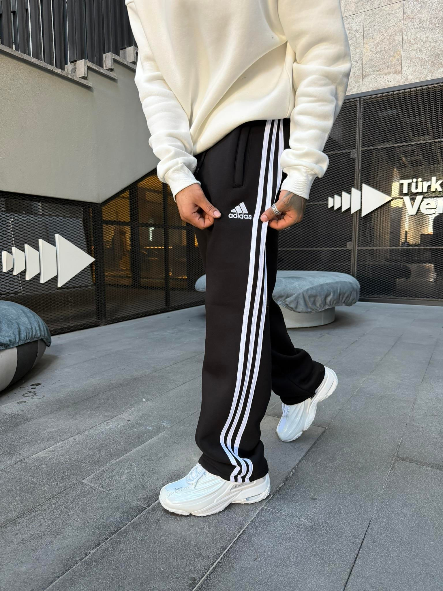 3 İlik Premium Üç Şeritli Baggy Eşofman - Siyah