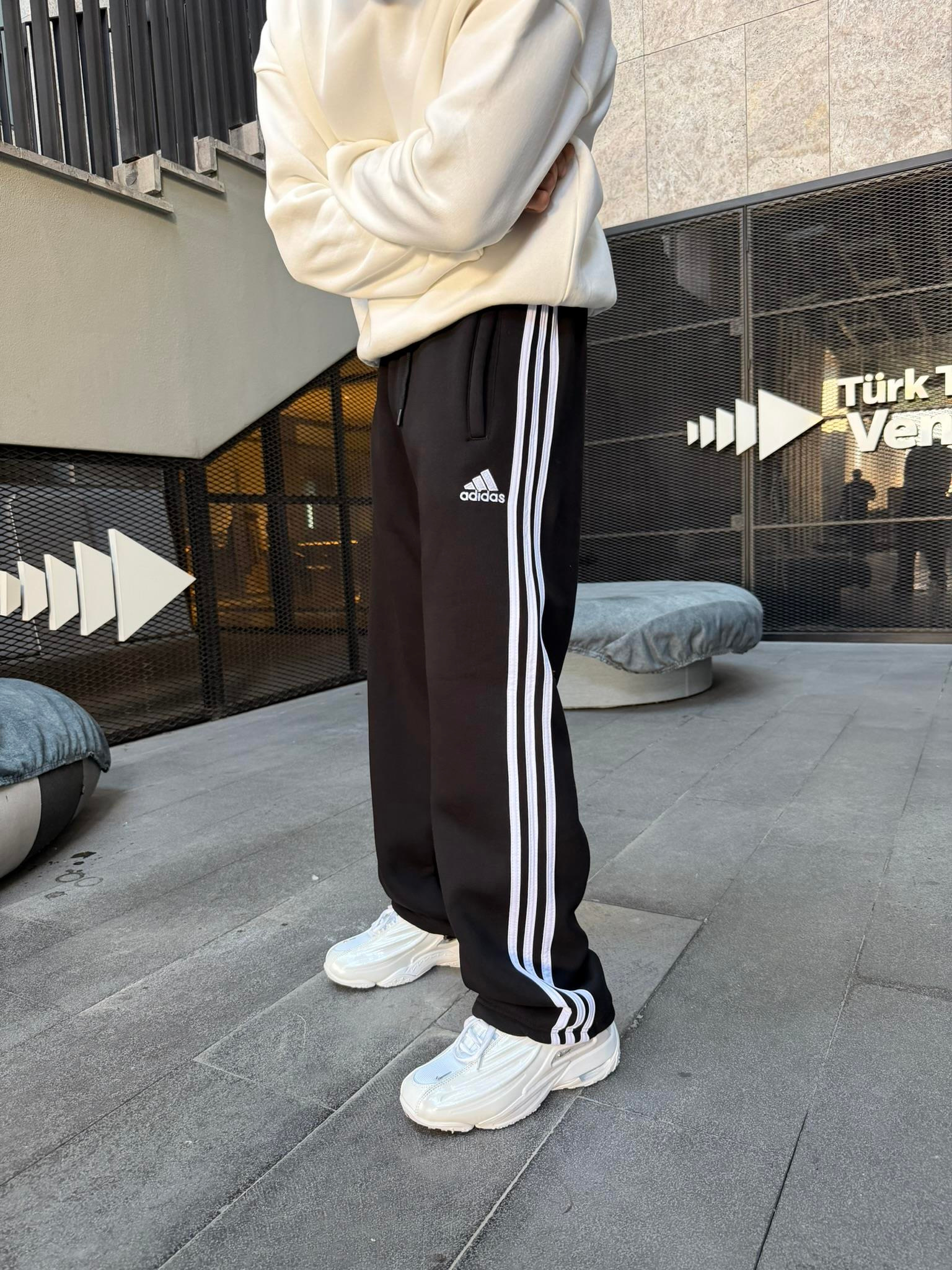 3 İlik Premium Üç Şeritli Baggy Eşofman - Siyah