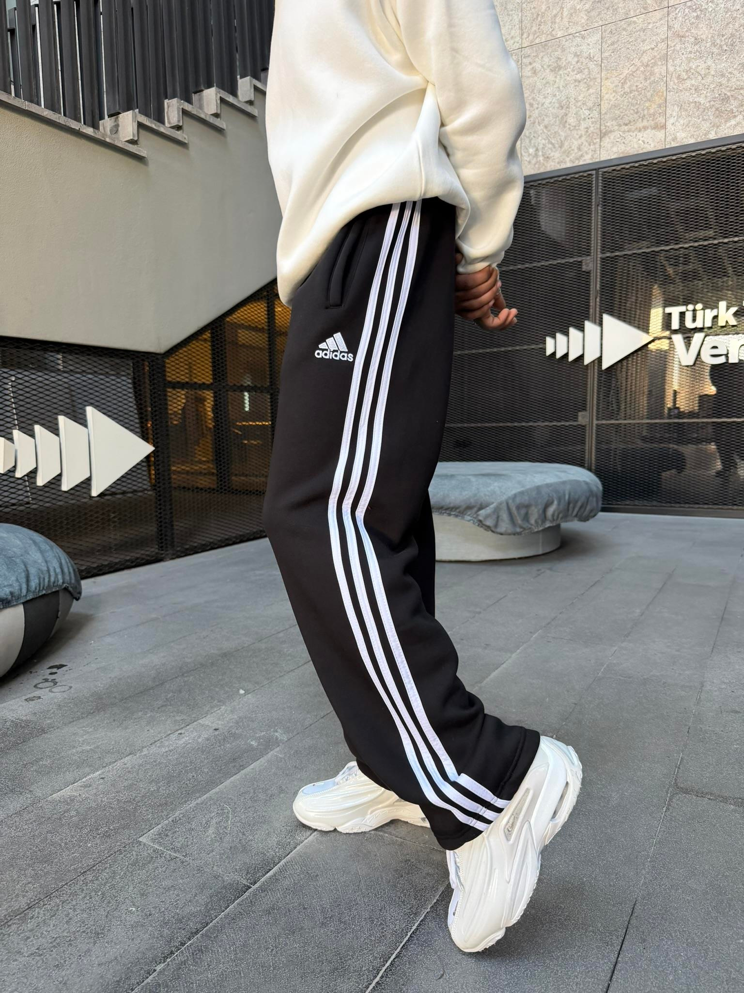 3 İlik Premium Üç Şeritli Baggy Eşofman - Siyah