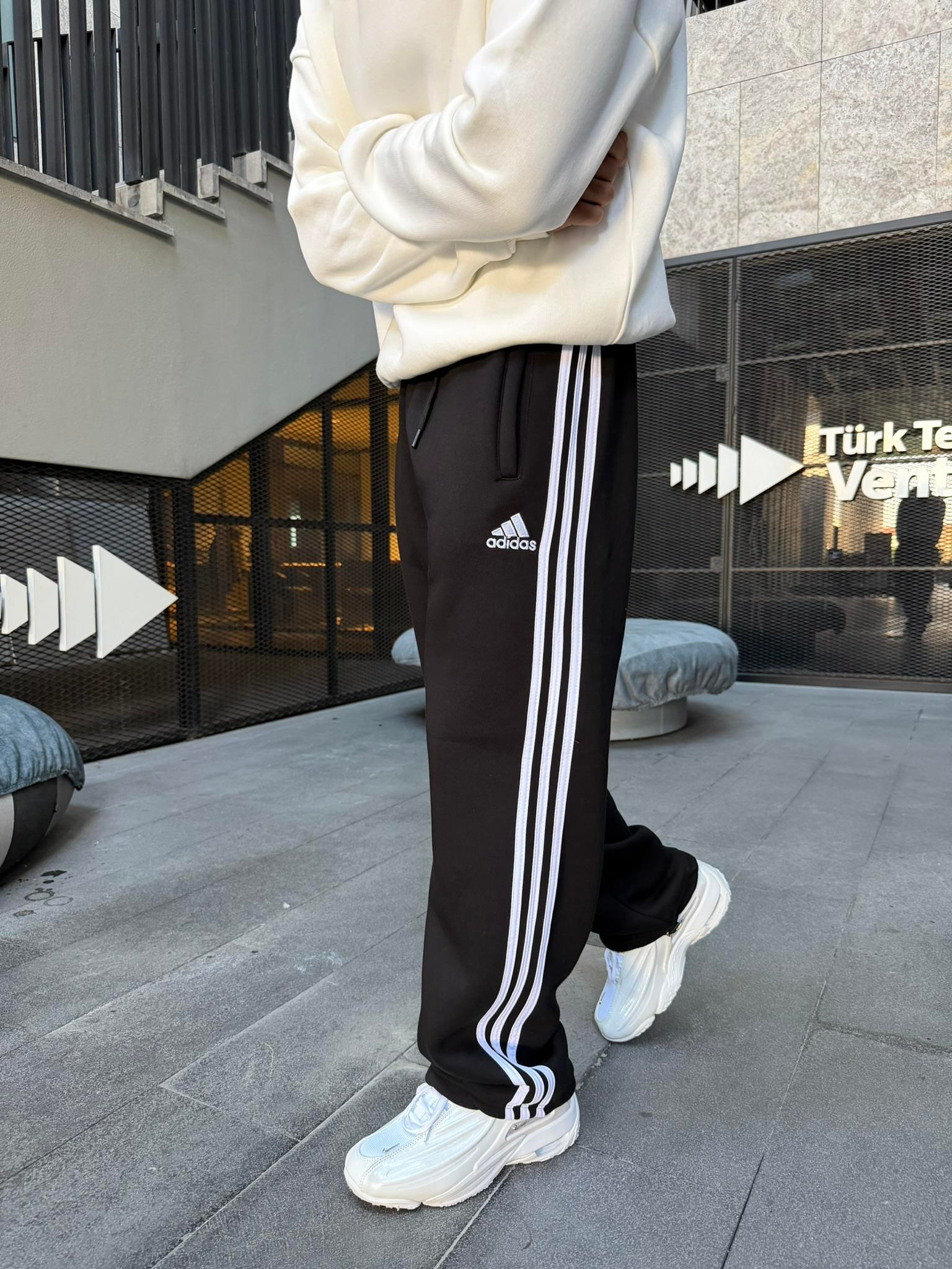 3 İlik Premium Üç Şeritli Baggy Eşofman - Siyah