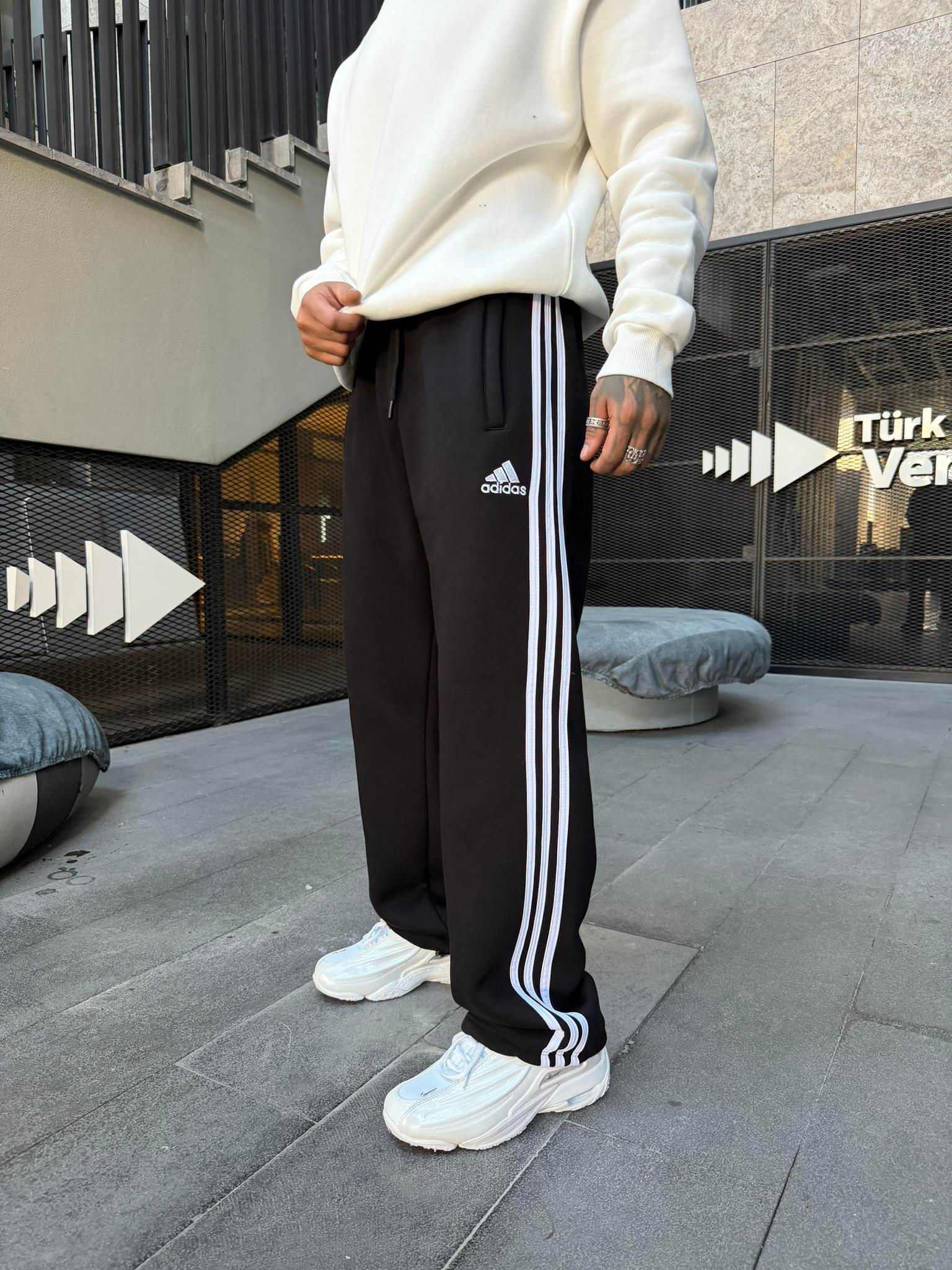 3 İlik Premium Üç Şeritli Baggy Eşofman - Siyah