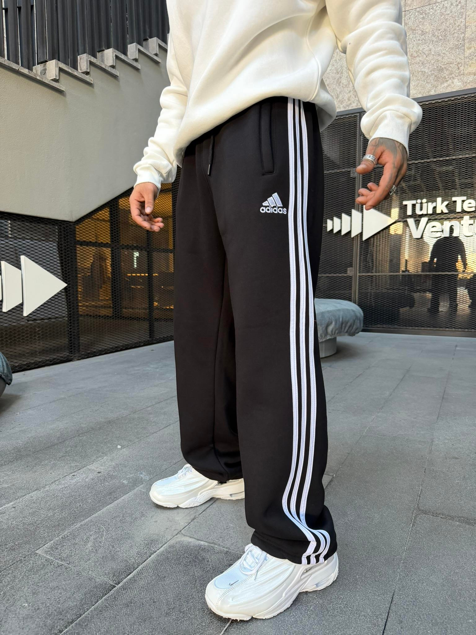 3 İlik Premium Üç Şeritli Baggy Eşofman - Siyah