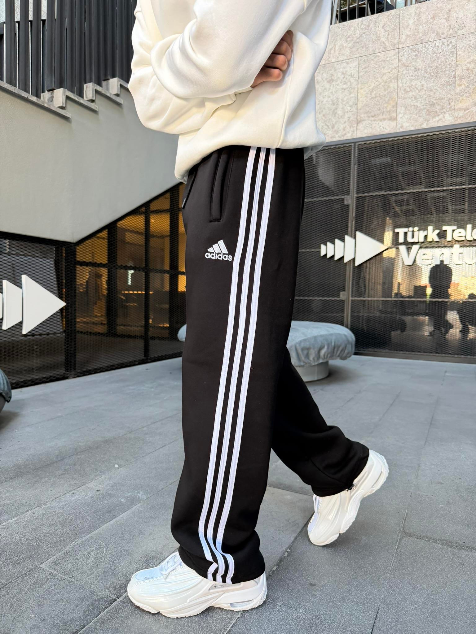 3 İlik Premium Üç Şeritli Baggy Eşofman - Siyah