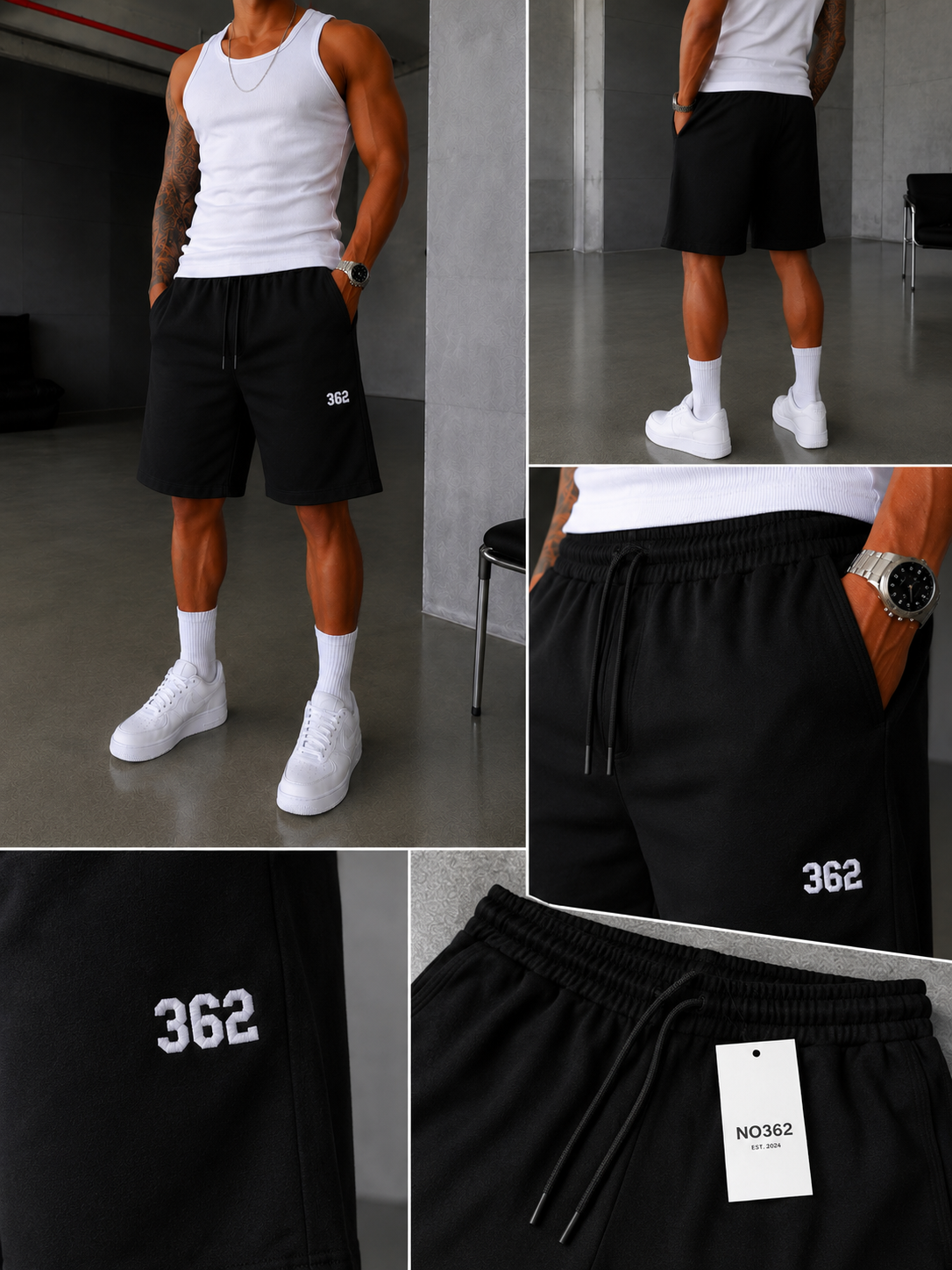 362 Premium Nakışlı Basic Şort
