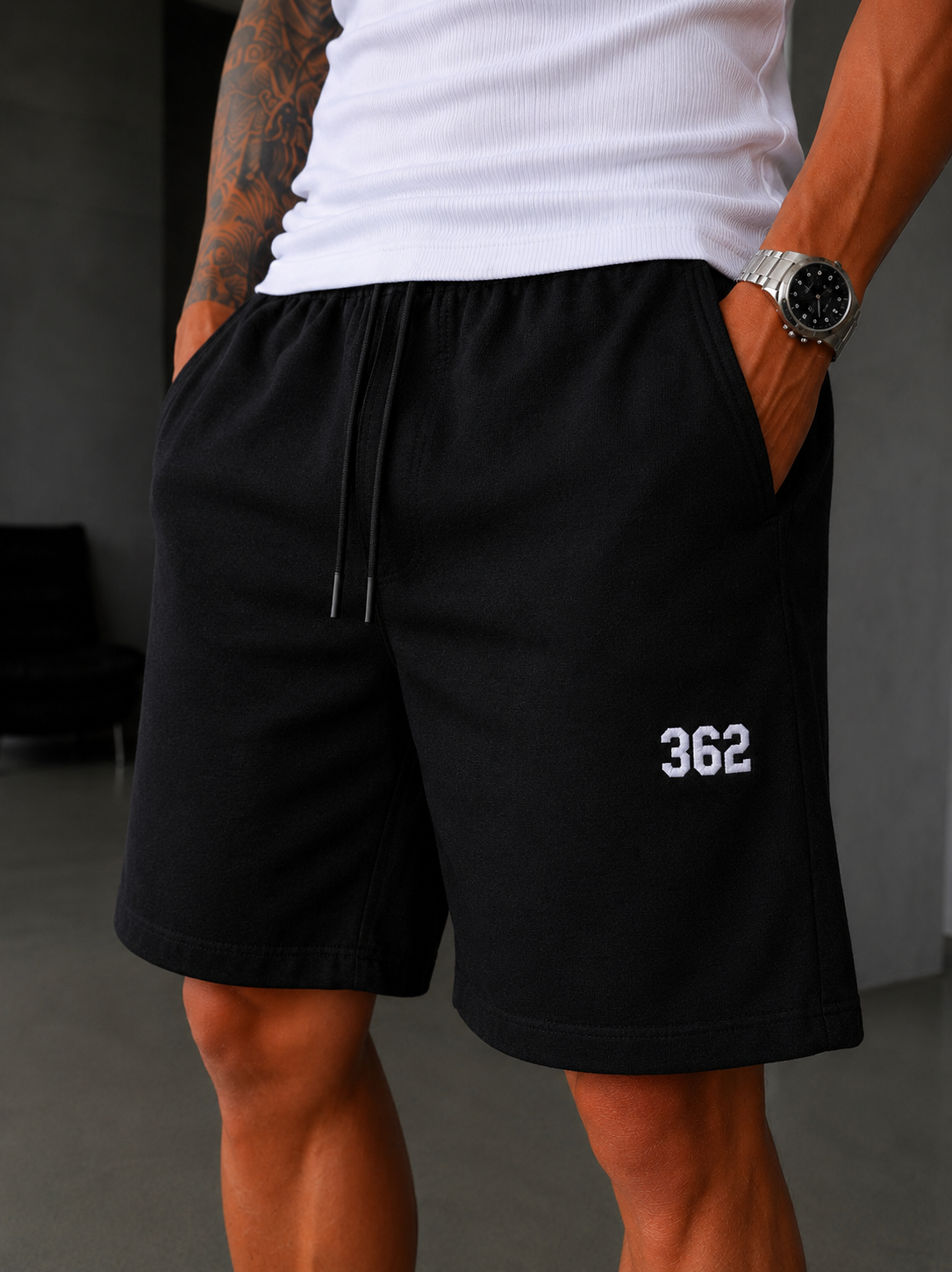 362 Premium Nakışlı Basic Şort