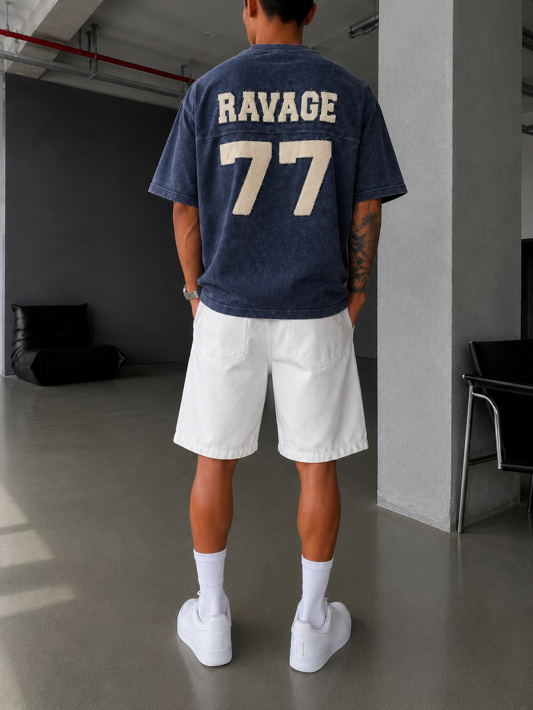 77 Nakışlı Premium Yıkamalı T-Shirt