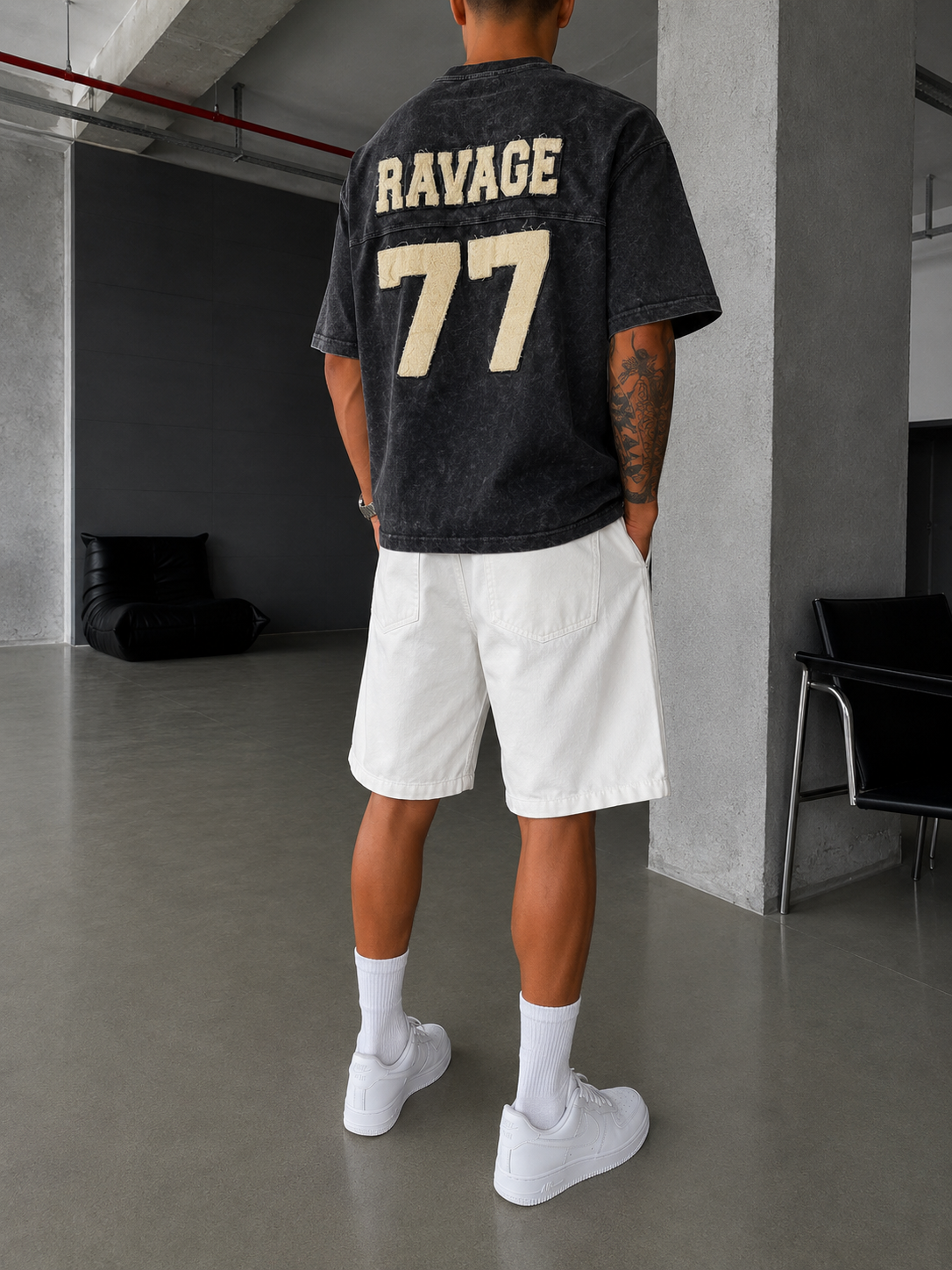 77 Nakışlı Premium Yıkamalı T-Shirt