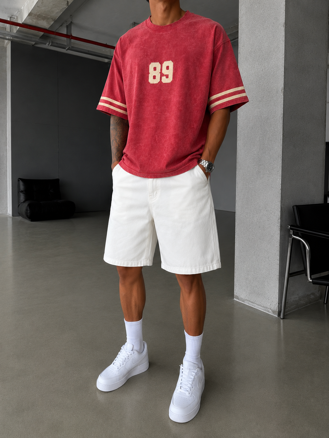 89 Nakışlı Premium Yıkamalı T-Shirt