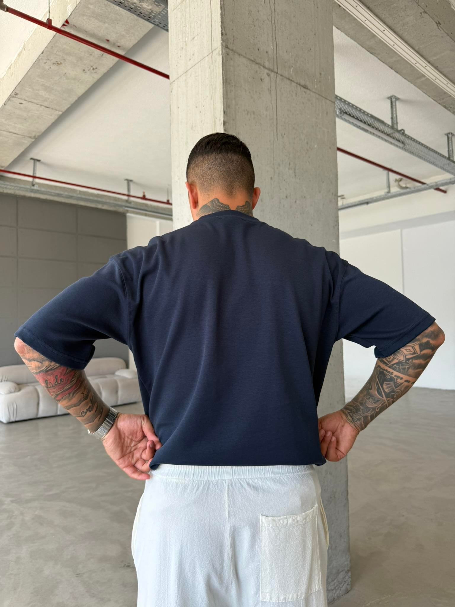 A Kalp Nakışlı Basic T-Shirt - Lacivert