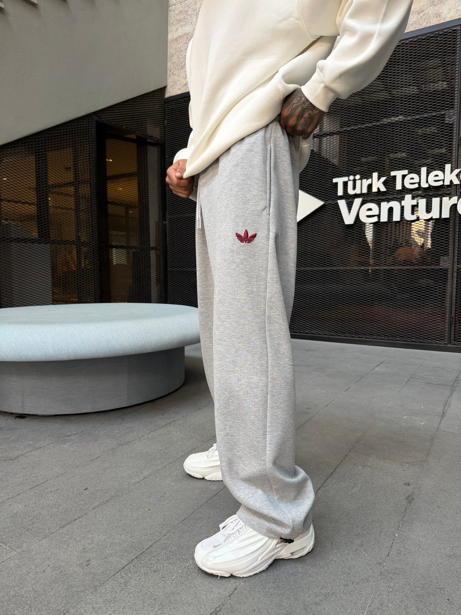 AD Basic Nakışlı Baggy Eşofman - Gri