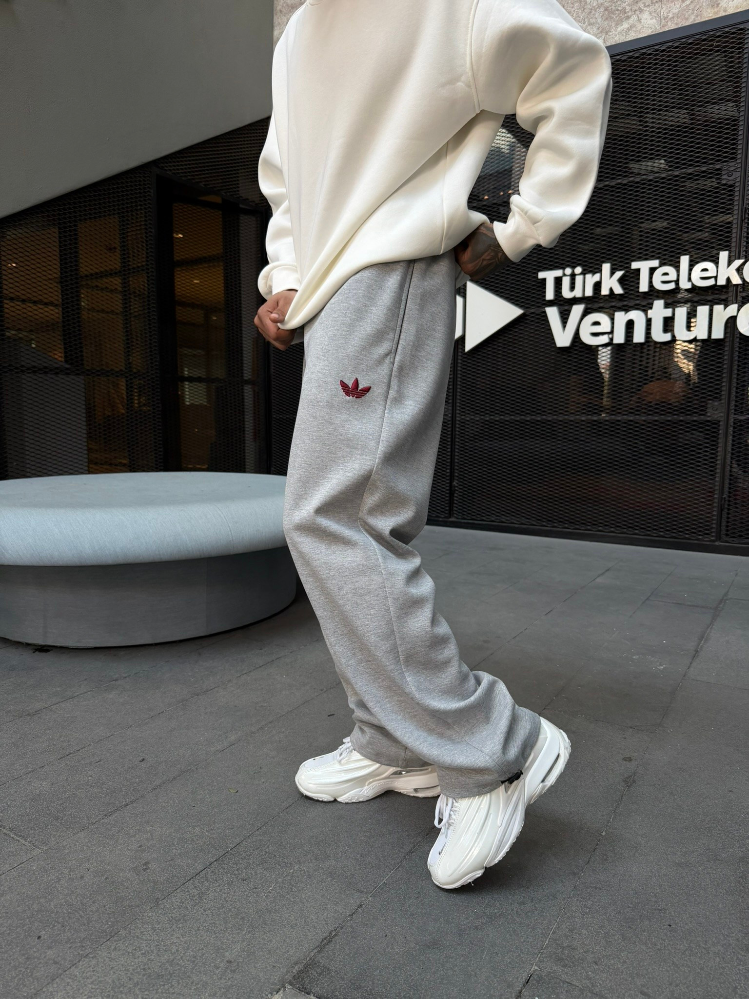 AD Basic Nakışlı Baggy Eşofman - Gri