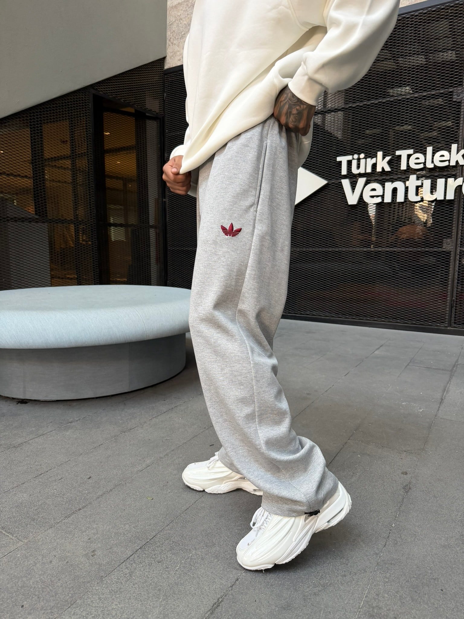 AD Basic Nakışlı Baggy Eşofman - Gri