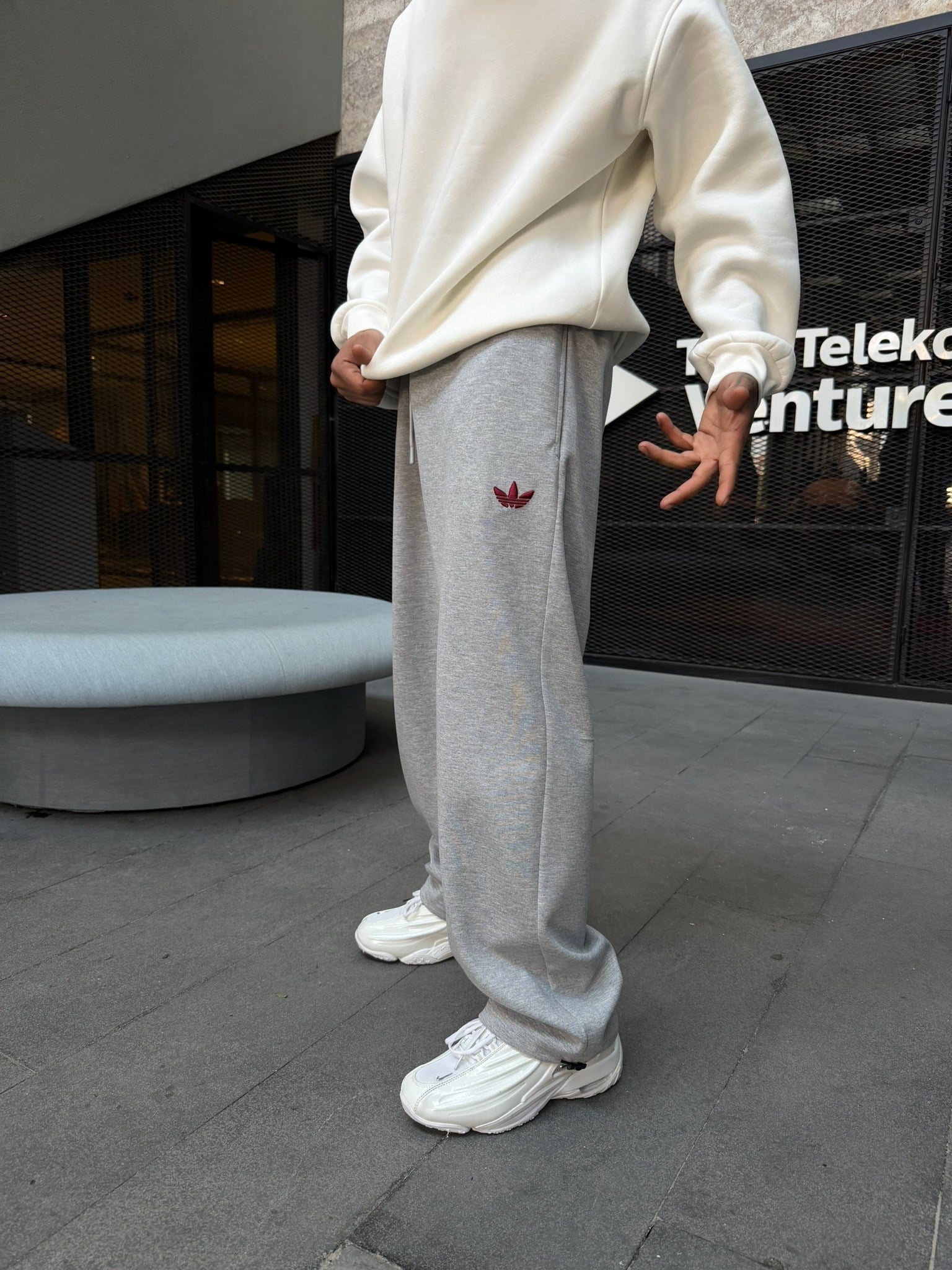 AD Basic Nakışlı Baggy Eşofman - Gri