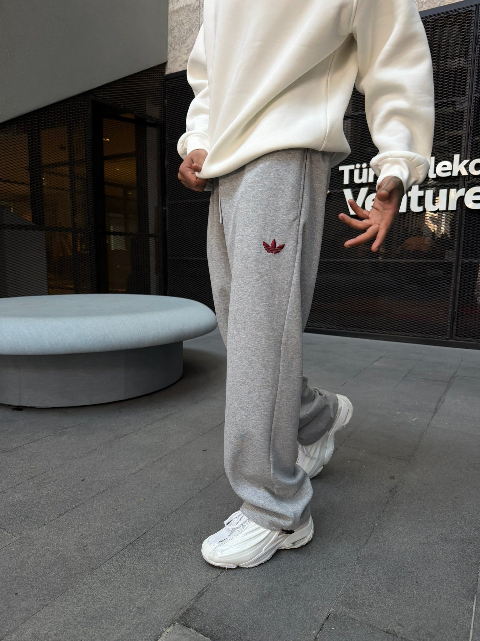 AD Basic Nakışlı Baggy Eşofman - Gri