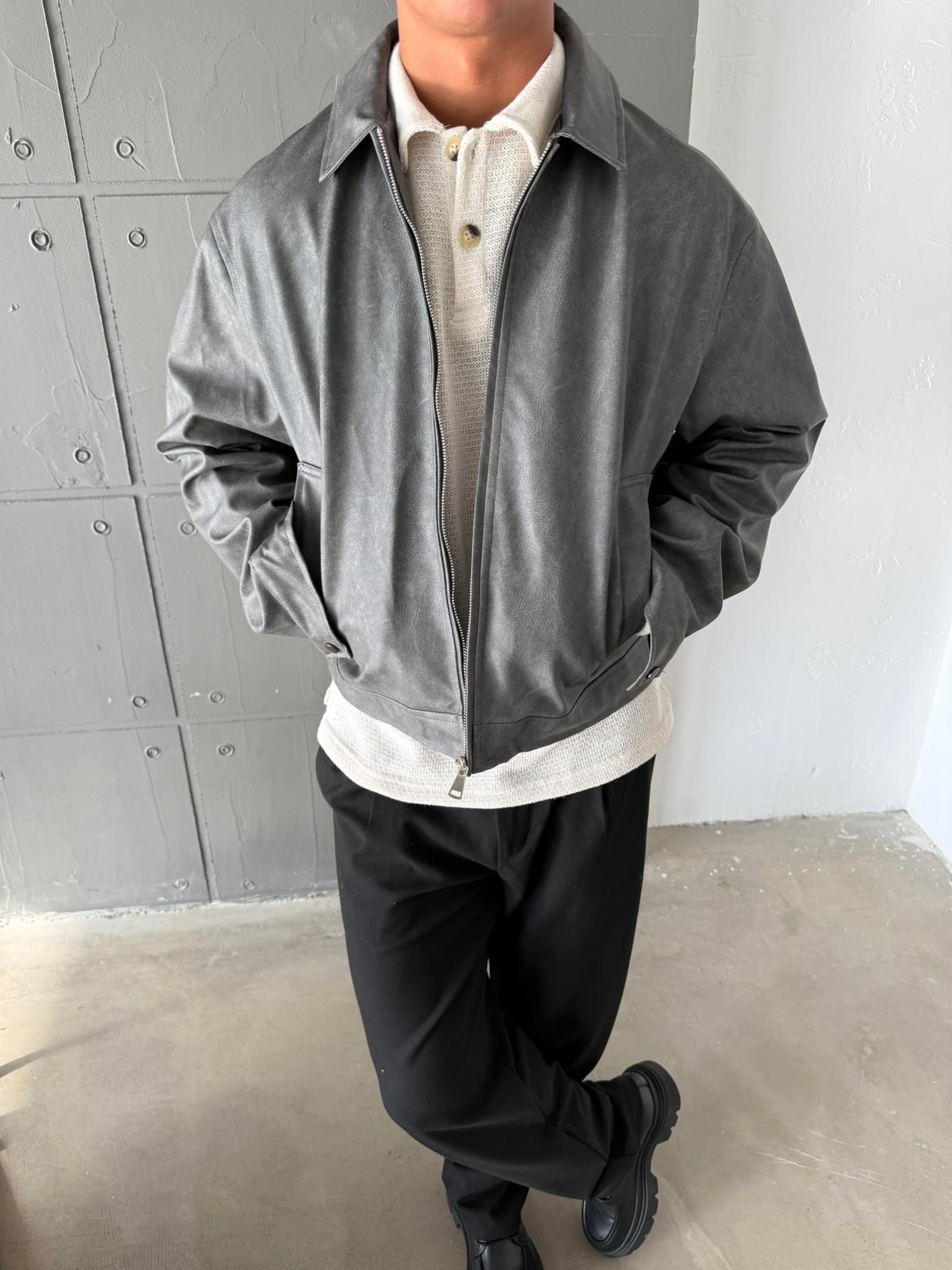 Arden Deri Ceket - Gri