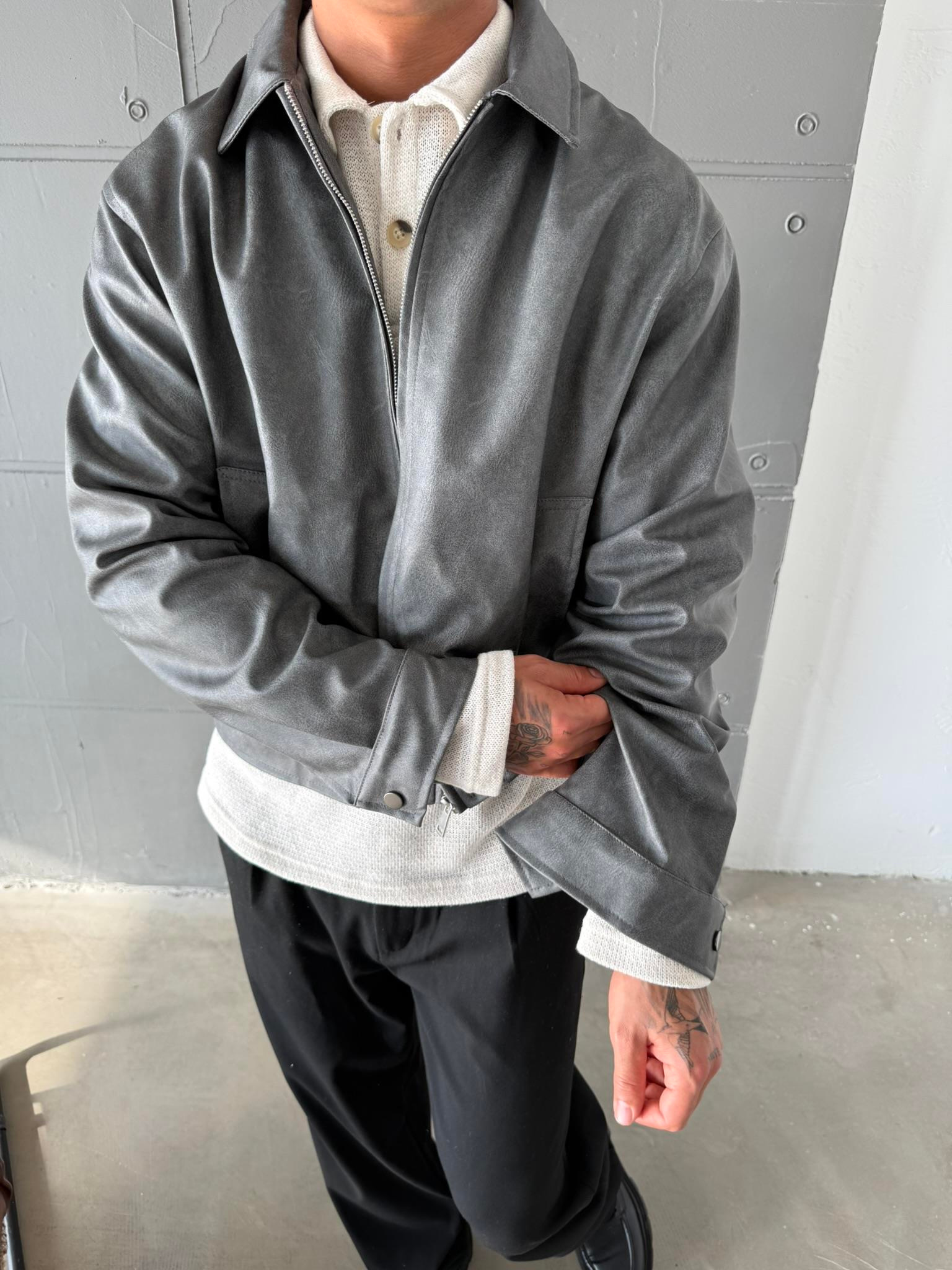 Arden Deri Ceket - Gri