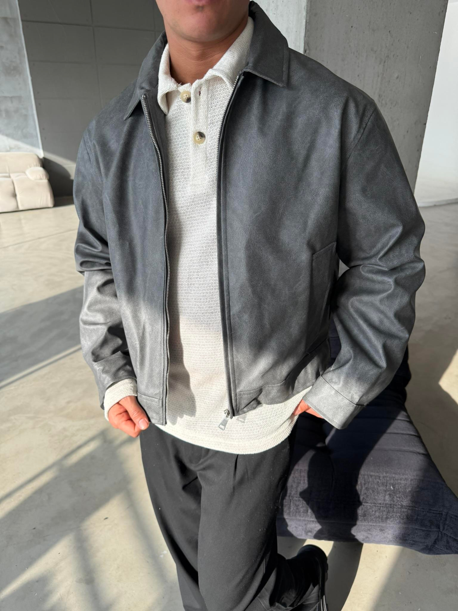 Arden Deri Ceket - Gri